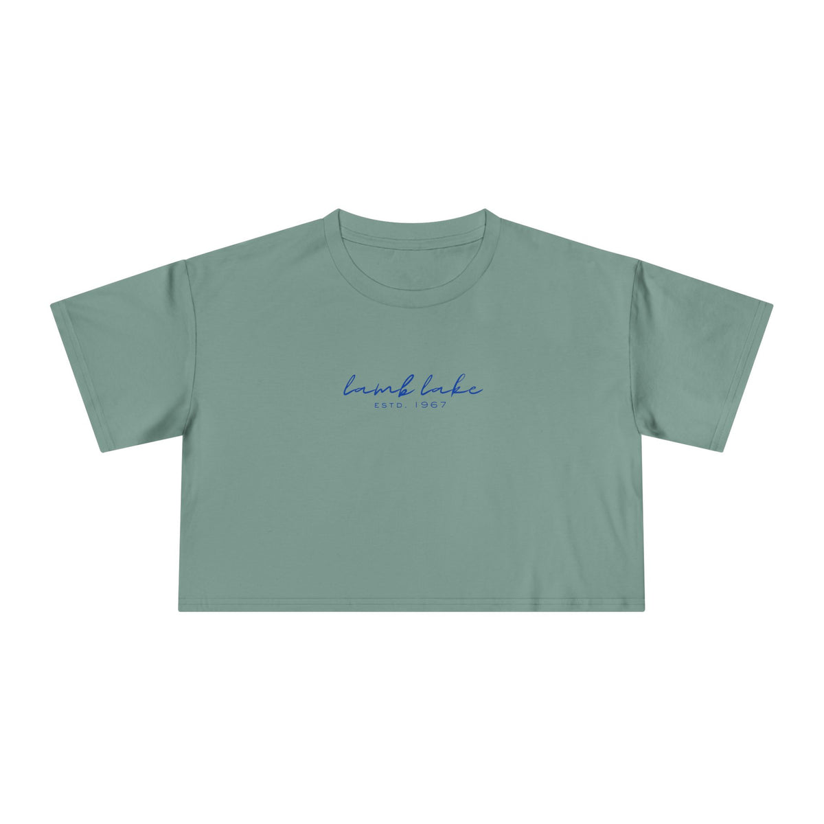 Script Logo Crop Tee — "lamb lake" Women's Casual Top