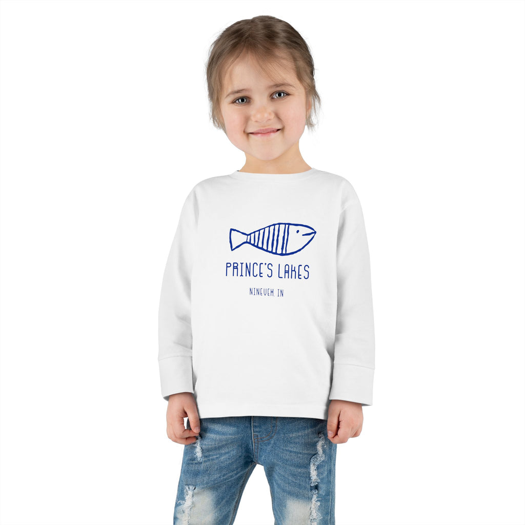 Toddler Long Sleeve Tee — "Prince's Lakes" Hand-Drawn Fish Graphic