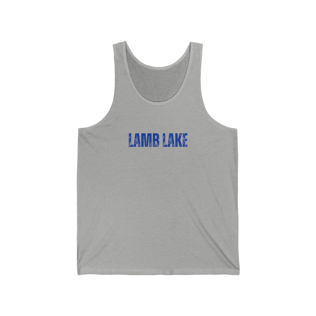 Lamb Lake Tank Top — Retro Collegiate Text