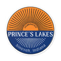 Prince's Lakes Round Vinyl Sticker — Nineveh, Indiana Split Sunrise Design