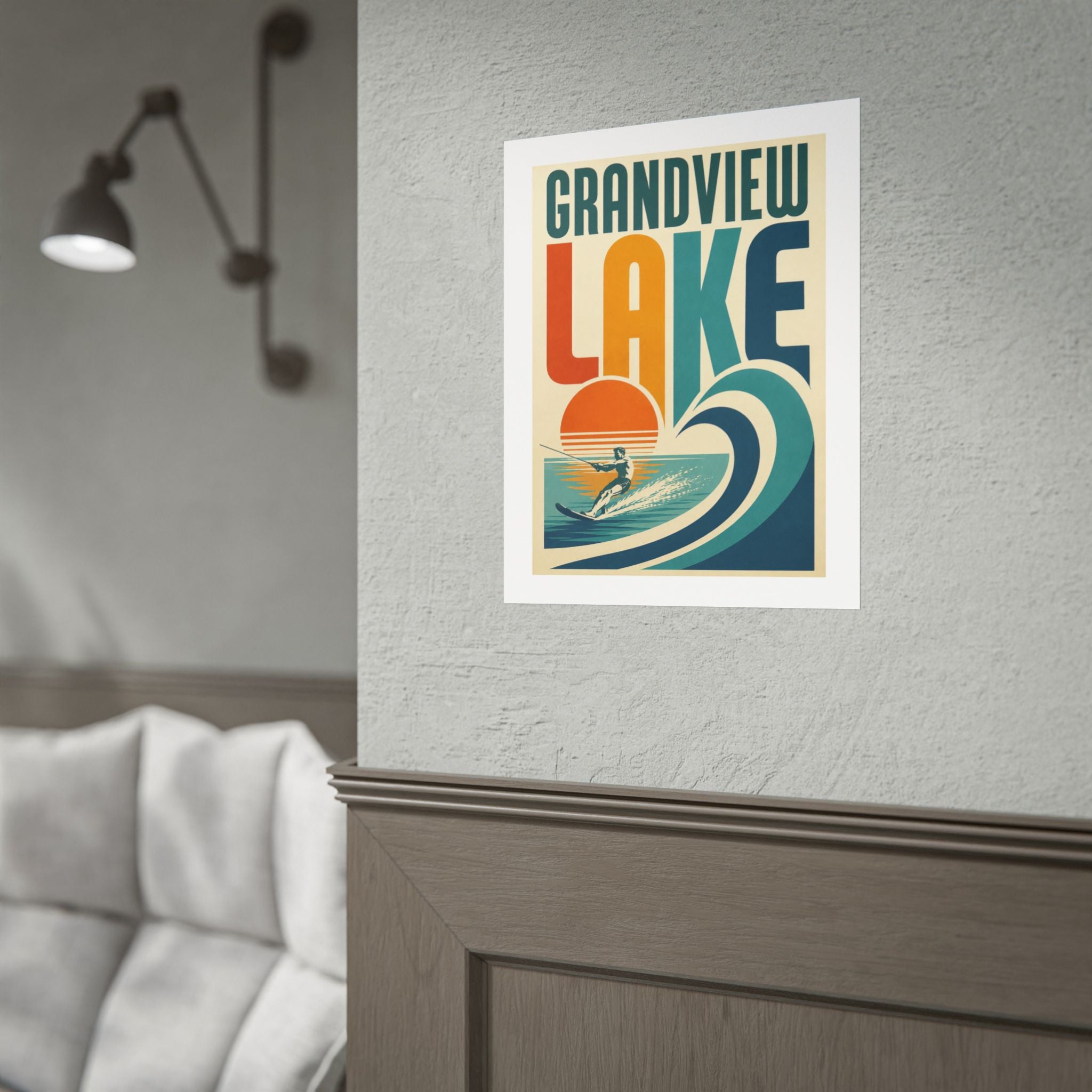 Grandview Lake Vintage Surf Poster — Retro Lakeside Wall Art (Rolled Poster)