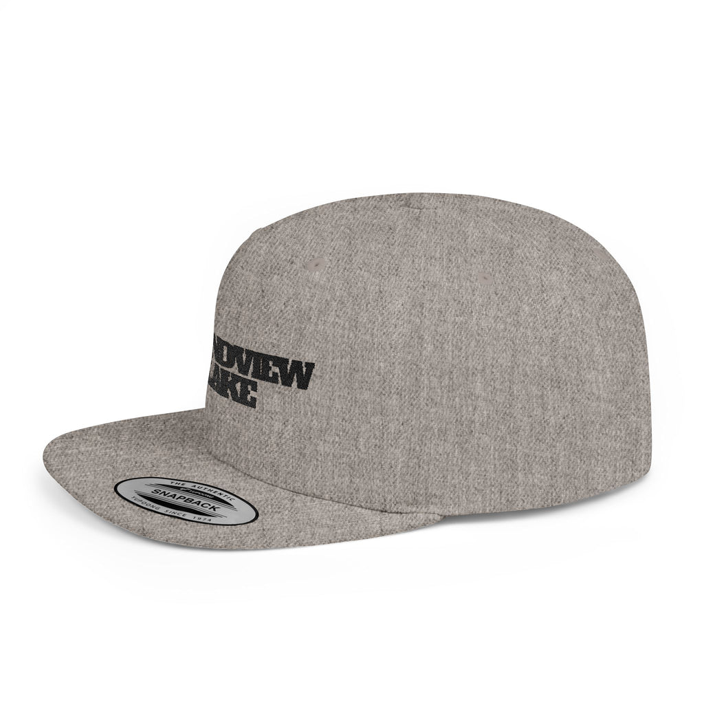 Grandview Lake Flat Bill Snapback Hat — Retro Embroidered Lake Cap
