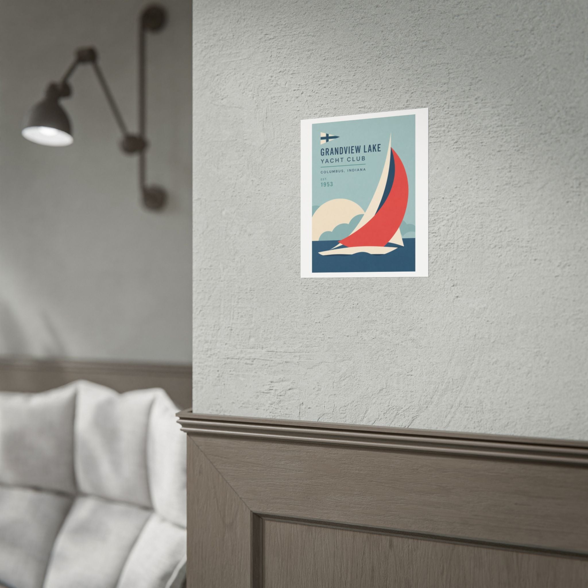Grandview Lake Yacht Club Poster — Retro Sailing Print (Columbus, Indiana)