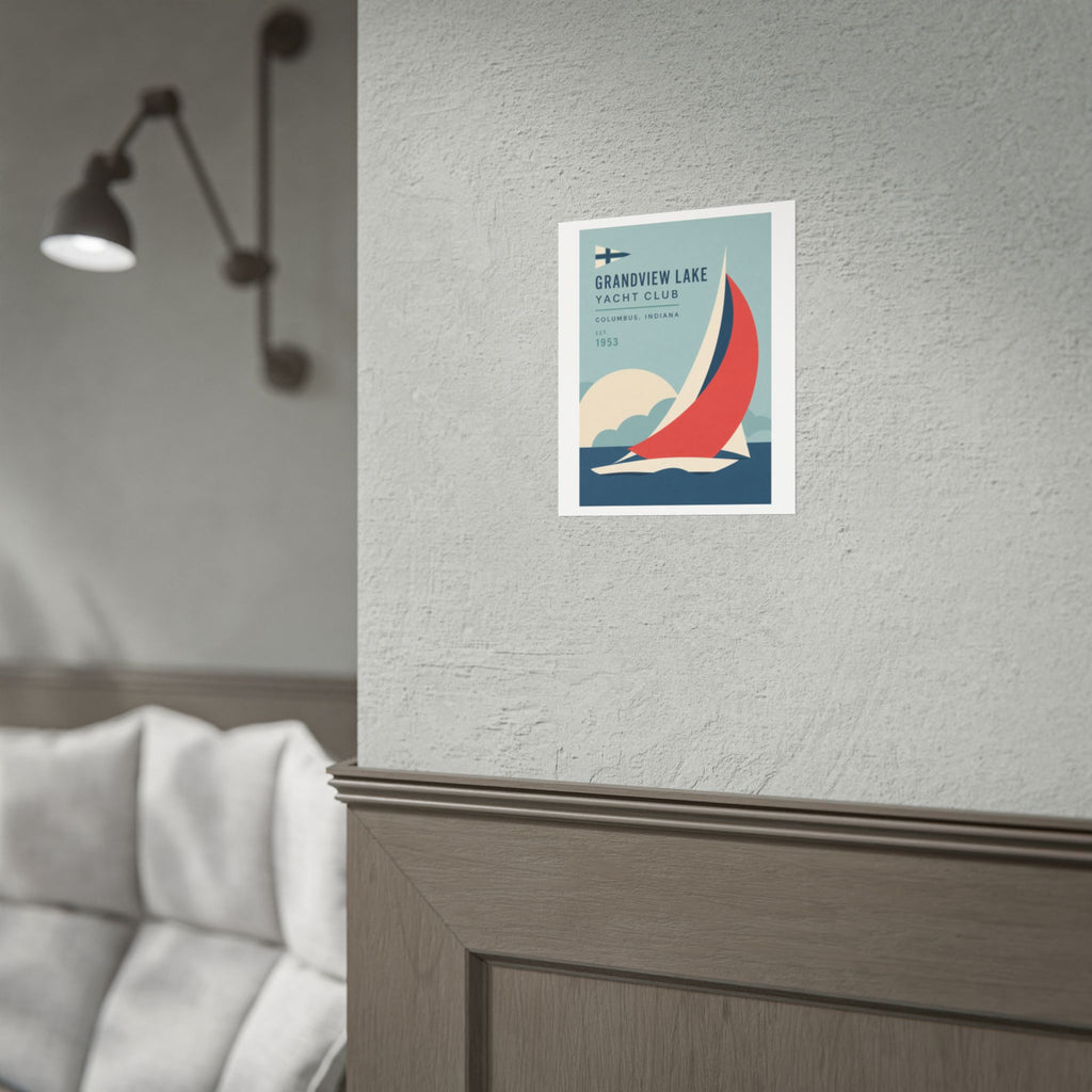 Grandview Lake Yacht Club Poster — Retro Sailing Print (Columbus, Indiana)