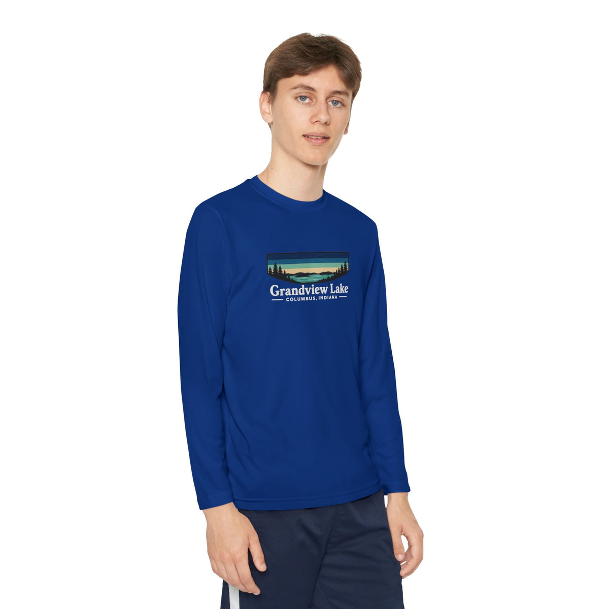 Youth Long Sleeve Tee — Grandview Lake Retro Lakeside Nature Design