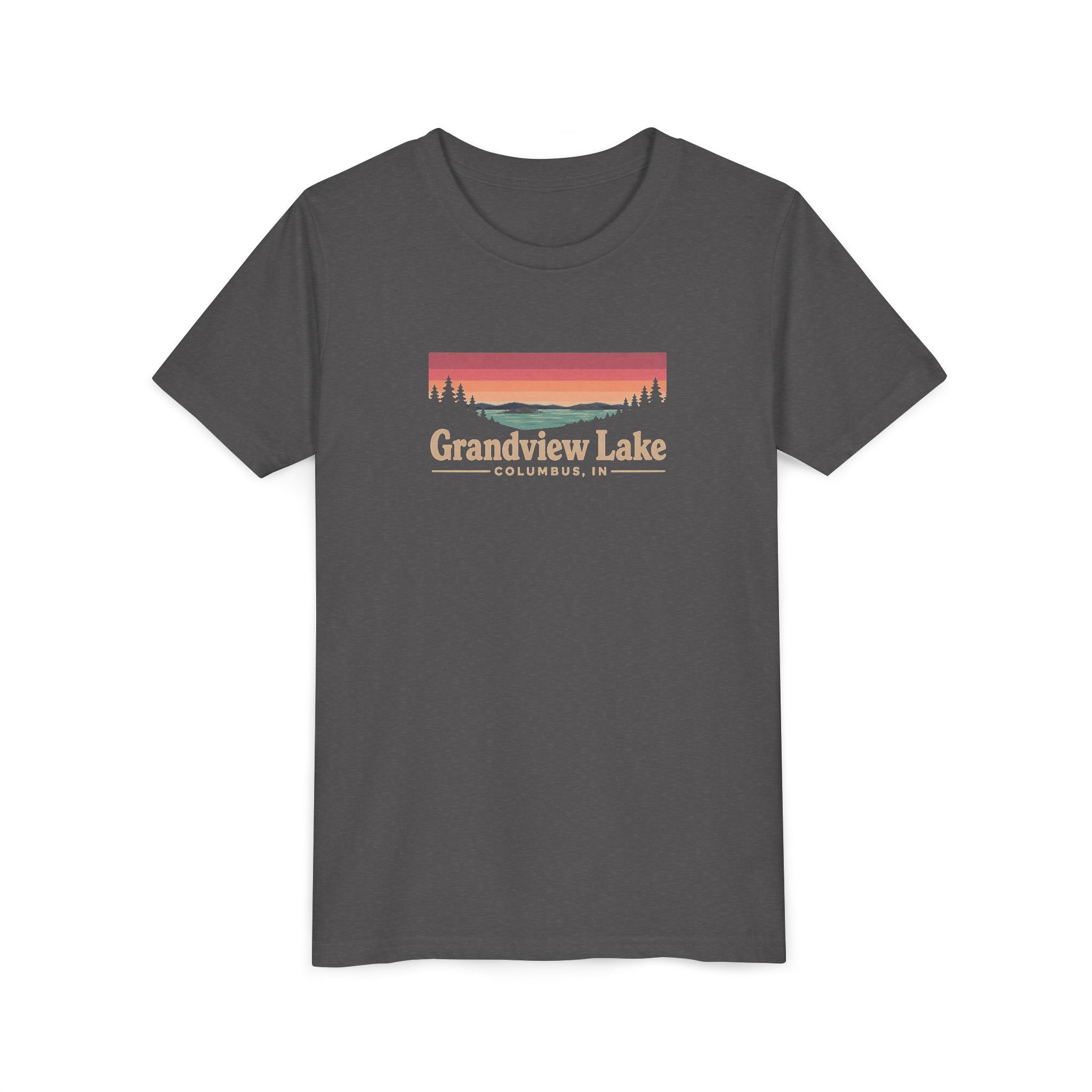 Youth Tee — Grandview Lake Retro Sunset Graphic