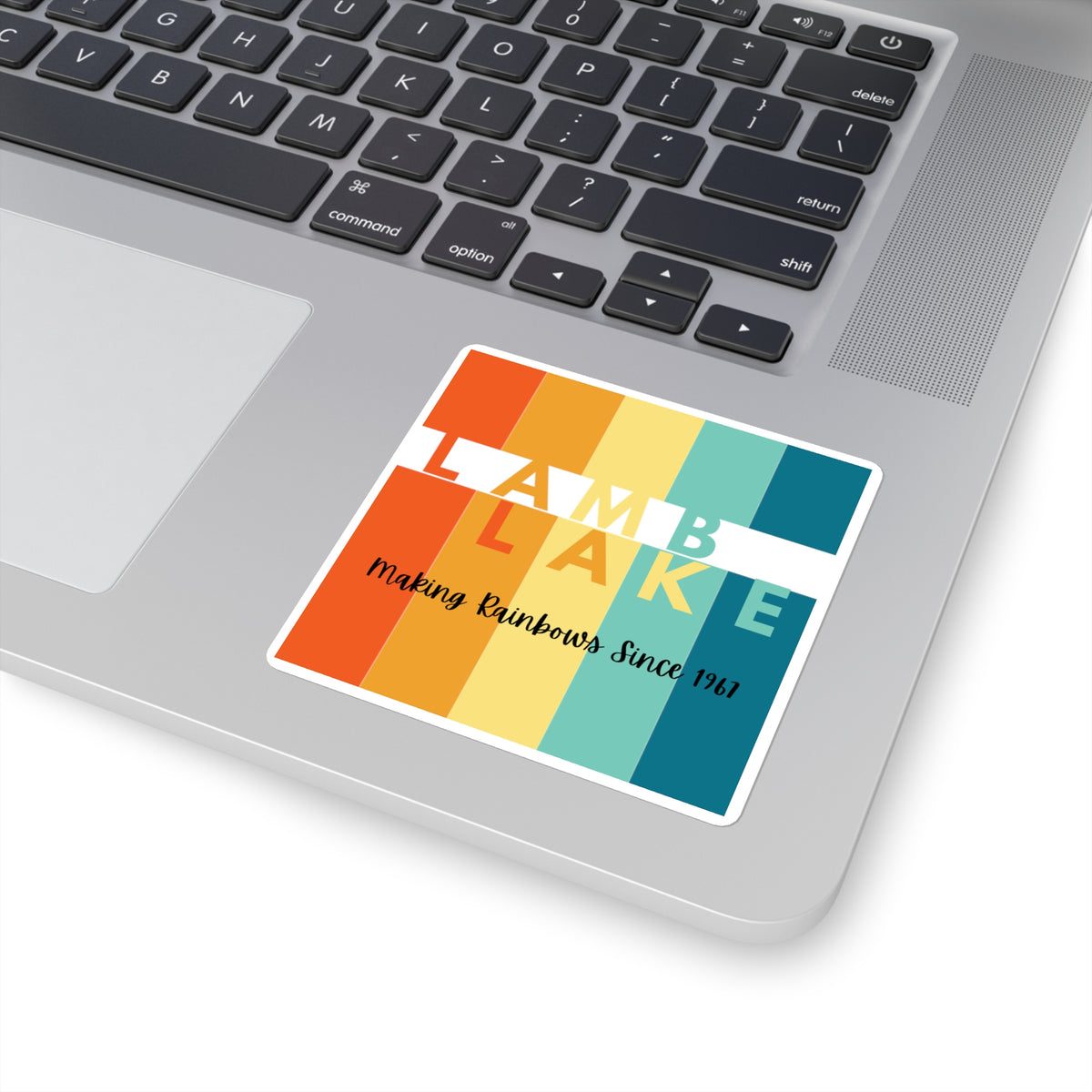 Lamb Lake Sticker — Making Rainbows Square Sticker