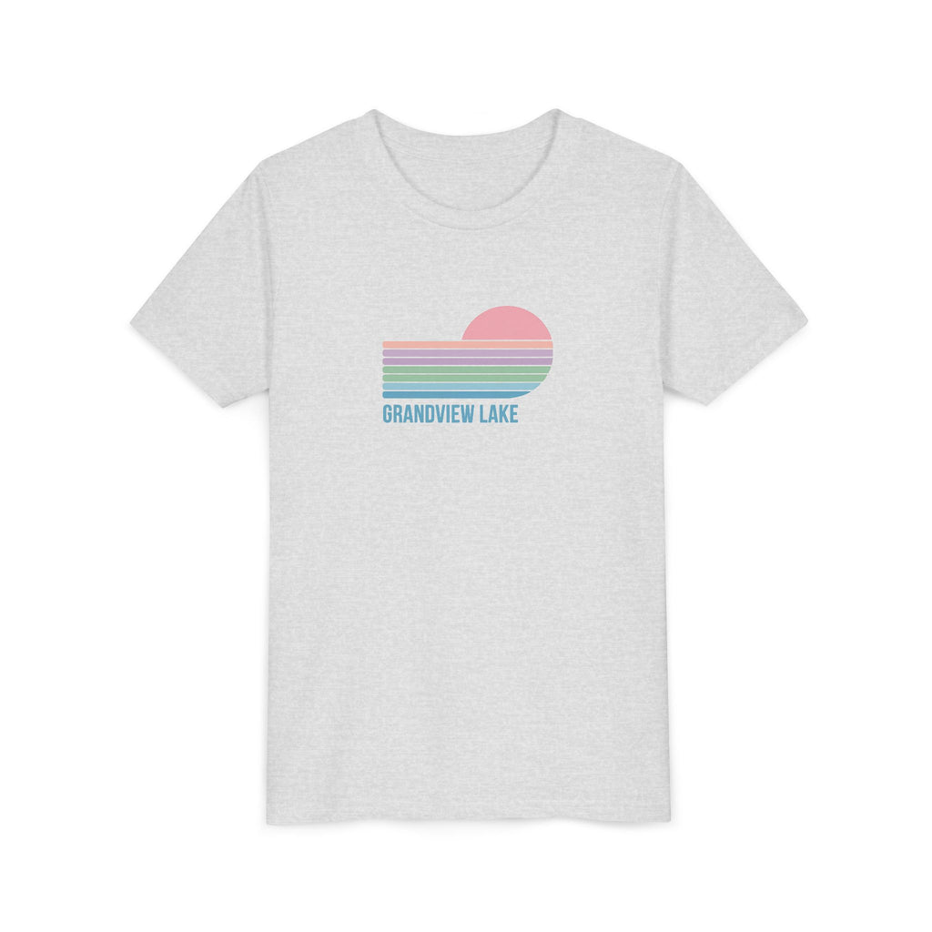 Youth Tee — 'Grandview Lake' Pastel Retro Sunset Kids T-Shirt