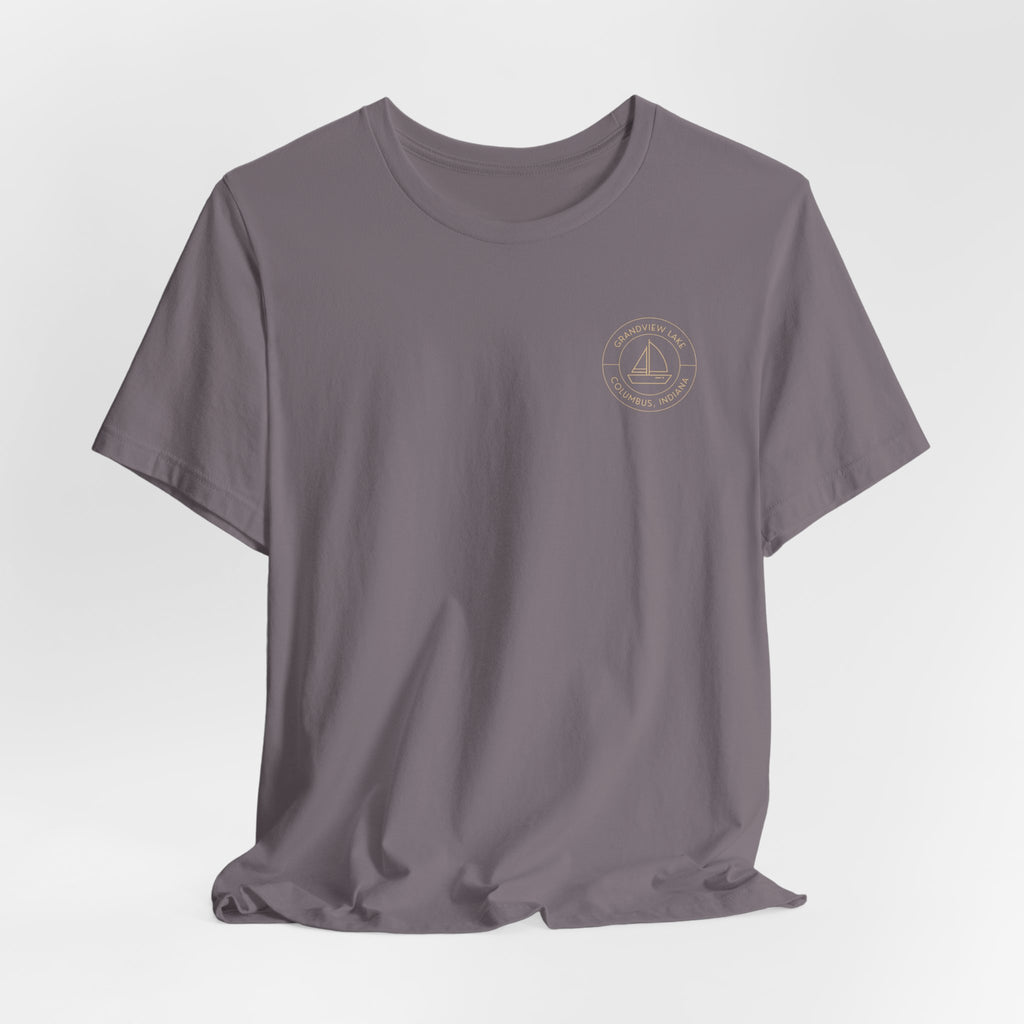 Sailboat Pocket & Back Print Grandview Lake Minimalist Tee —  Short Sleeve Shirt