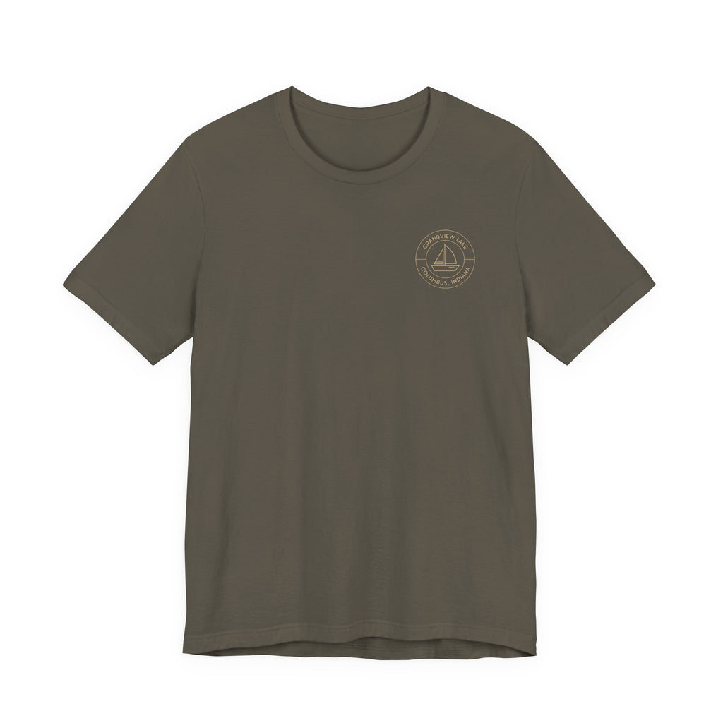 Sailboat Pocket & Back Print Grandview Lake Minimalist Tee —  Short Sleeve Shirt