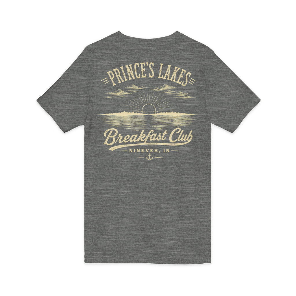 Good Food Good Company Good Morning V-Neck Tee — Retro Lake Breakfast Club Graphic Shirt