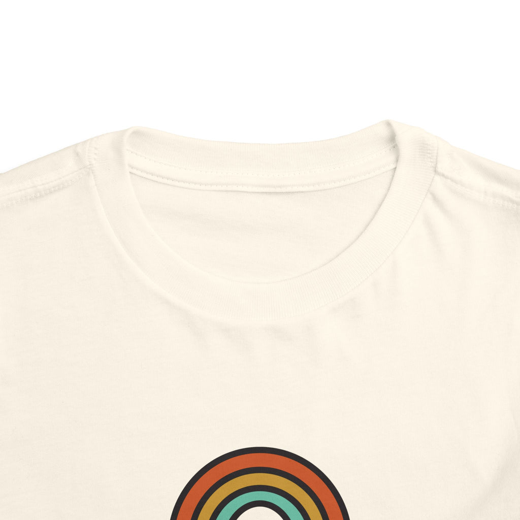 Retro Rainbow Toddler Tee — "Lamb Lake" Graphic Short Sleeve