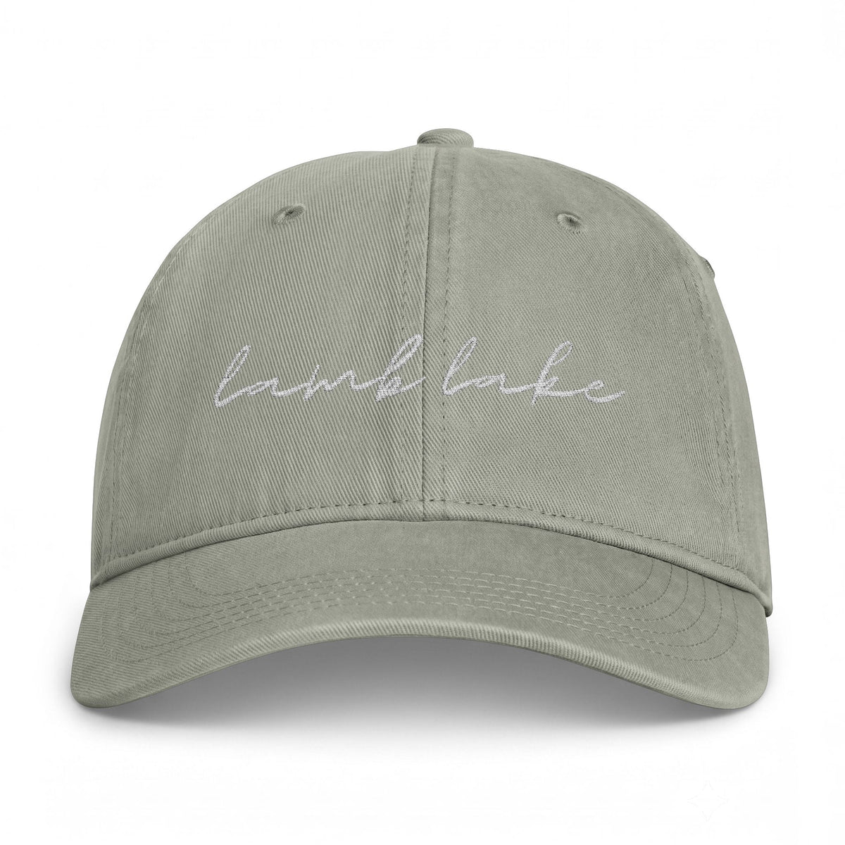 Lamb Lake Script Washed Cap — Coastal Casual Baseball Hat