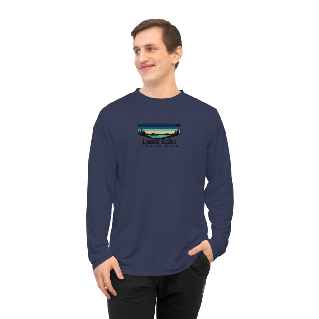 Lamb Lake Performance Long Sleeve Shirt — Retro Lakeside Graphic