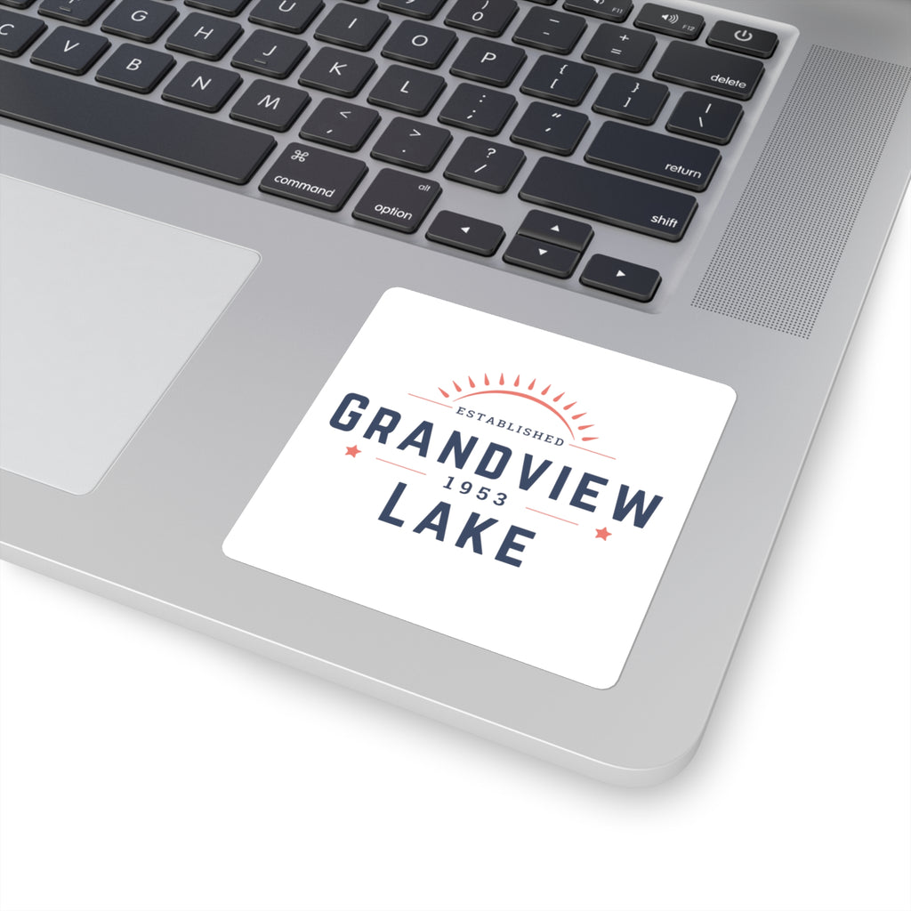 Grandview Lake Established 1953 Square Sticker — Vintage Lakeside Decal