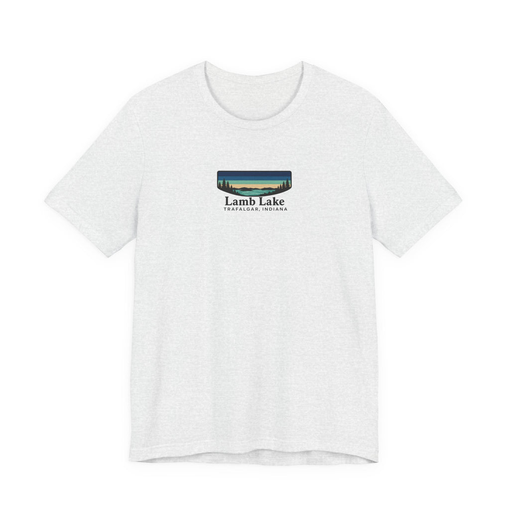 Lamb Lake Landscape Tee — Retro Mountain Lake Graphic T-Shirt