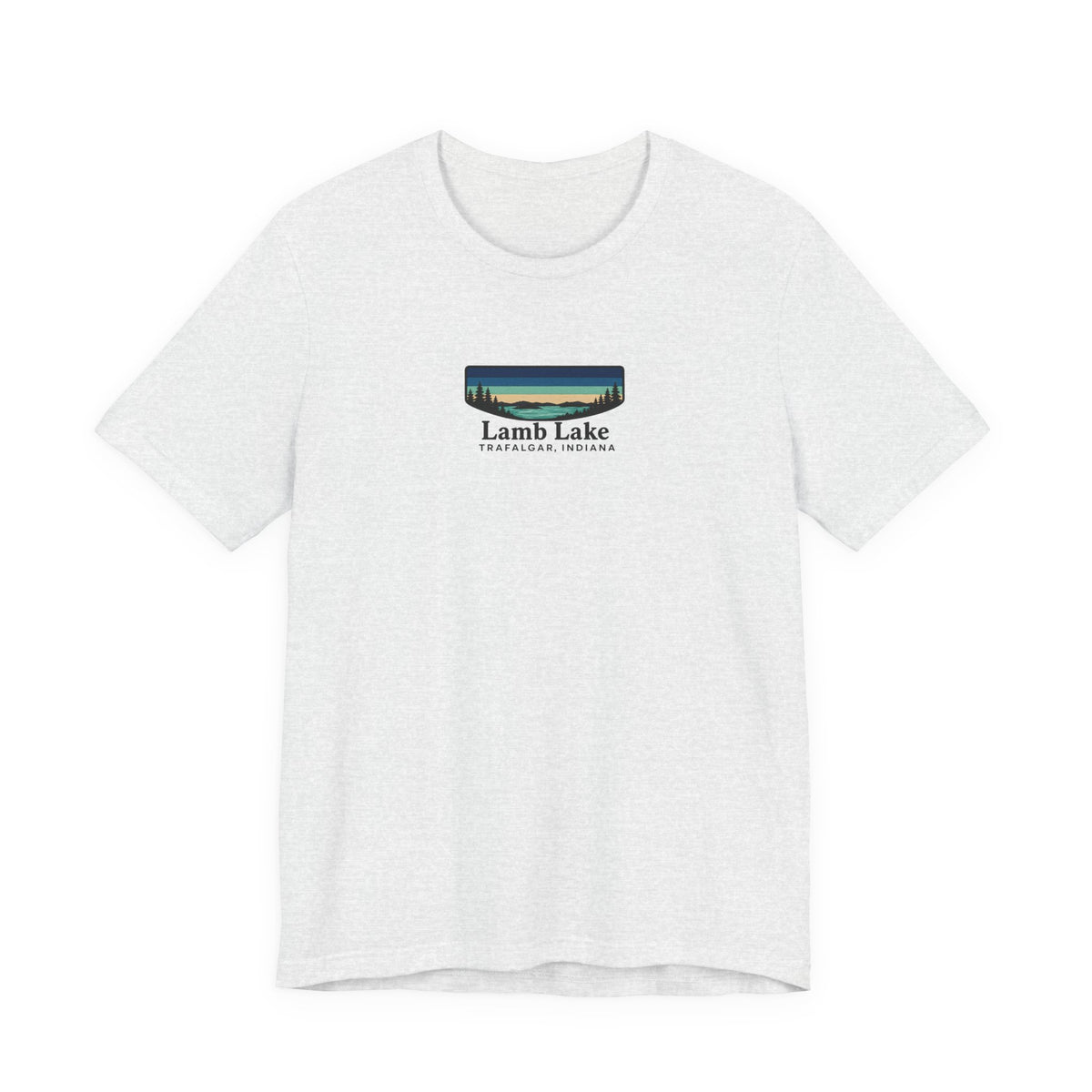 Lamb Lake Landscape Tee — Retro Mountain Lake Graphic T-Shirt
