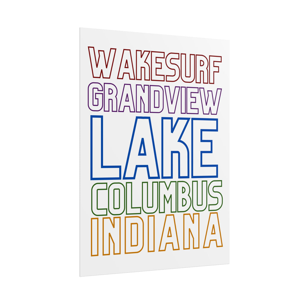 Lake Columbus Indiana Wakesurf Poster — Grandview Typography Rolled Poster