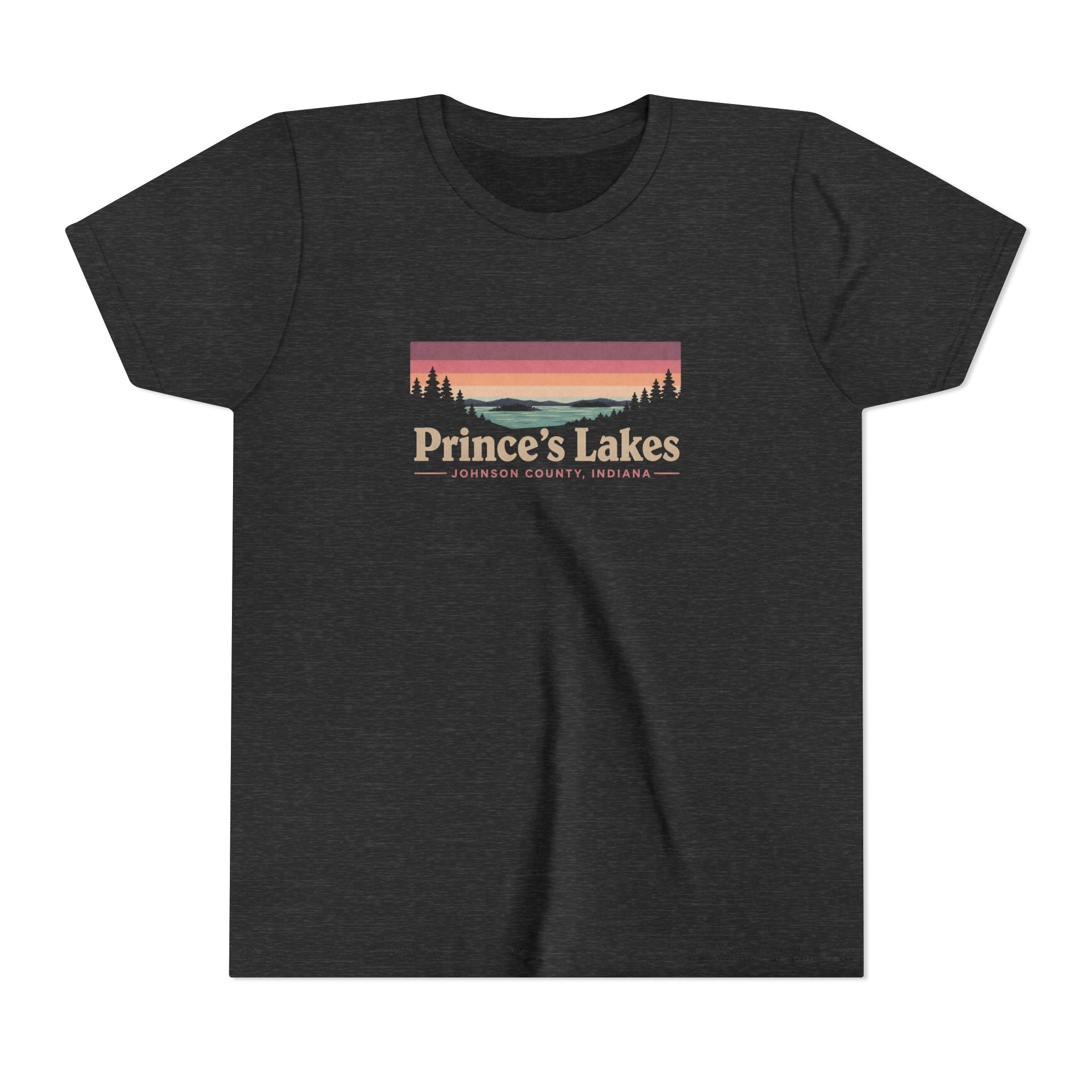 Youth Tee — Prince's Lakes Retro Sunset Graphic