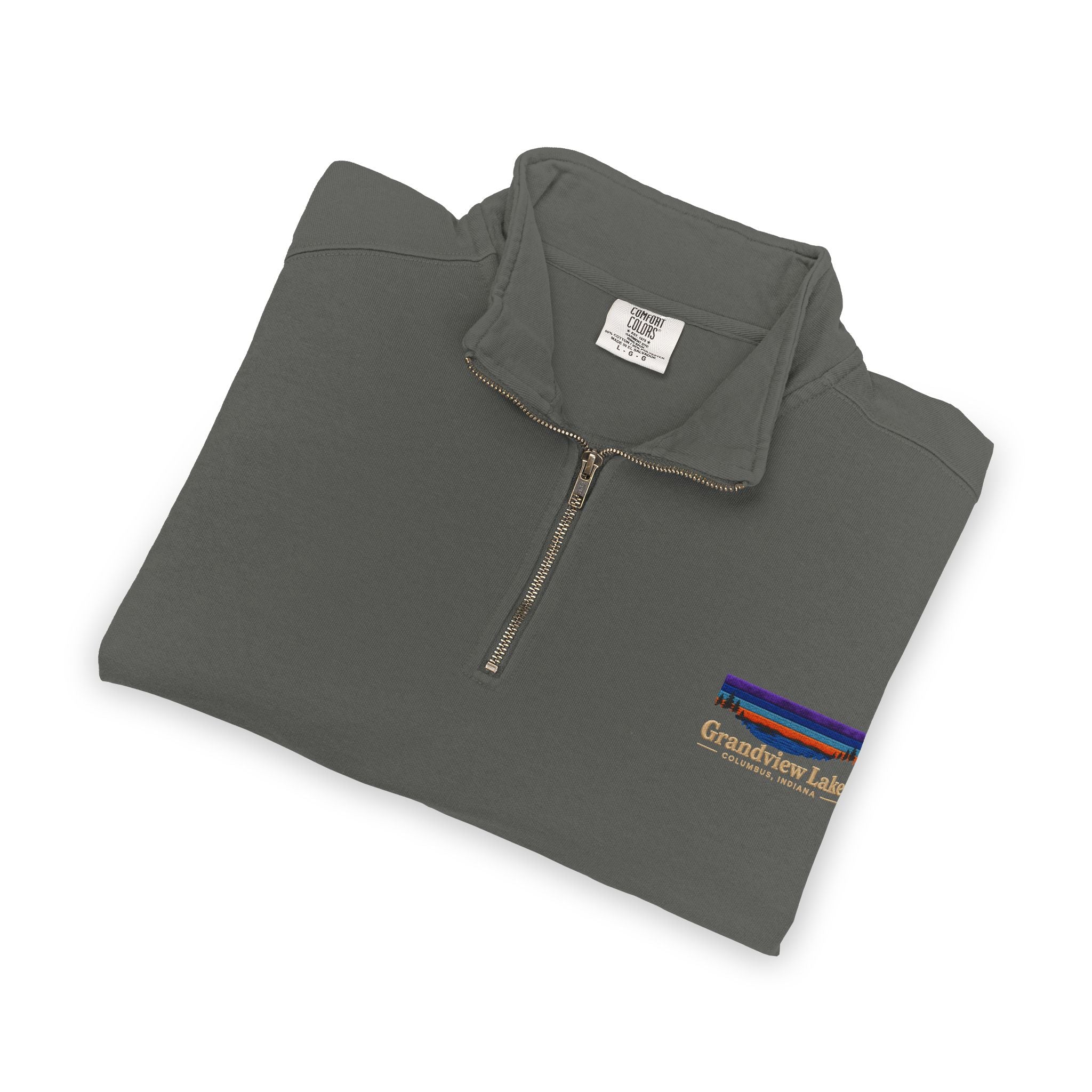 Quarter-Zip Sweatshirt — Grandview Lake Retro Sunset Patch