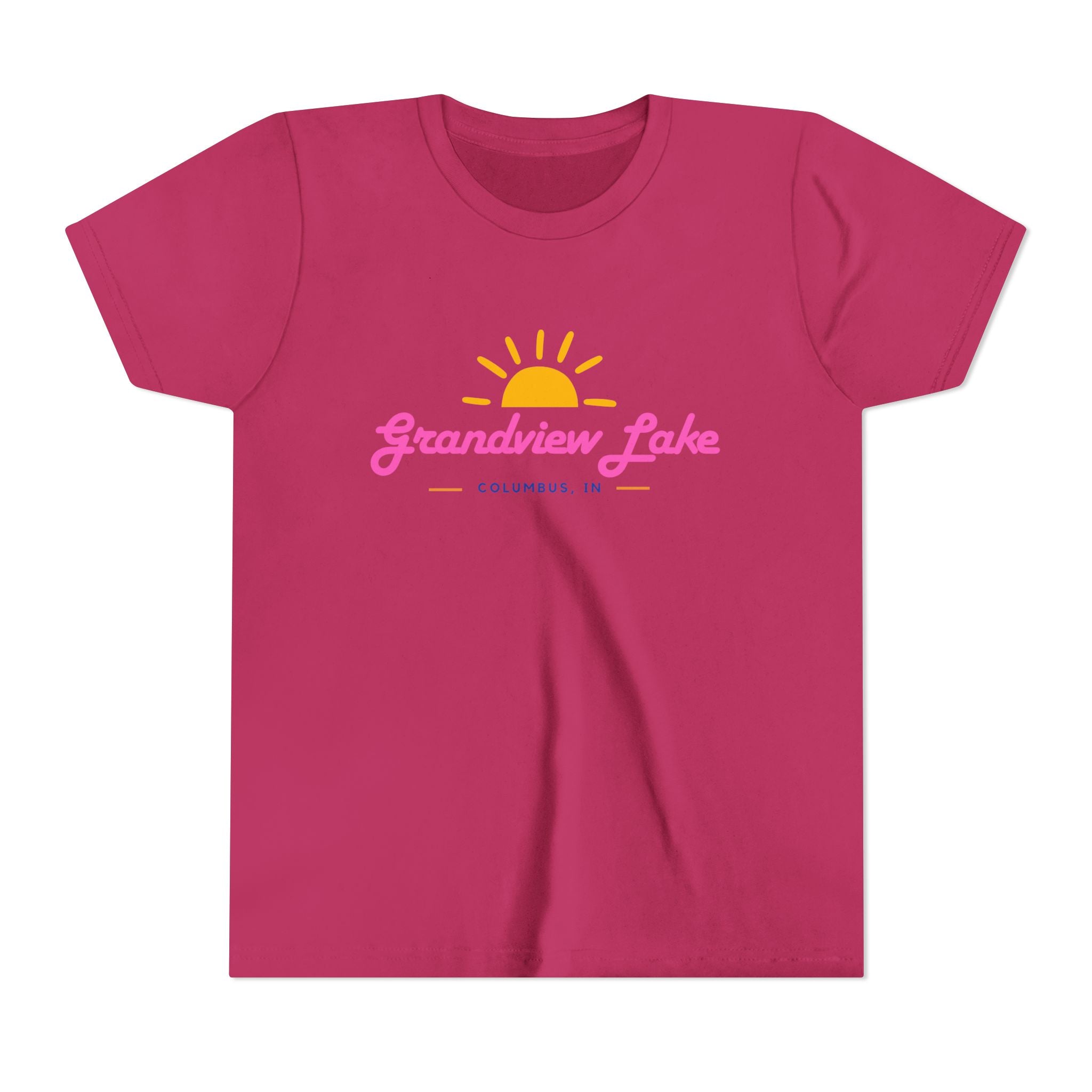 Youth Tee — Grandview Lake Retro Sunset Kids Shirt (Columbus, IN)