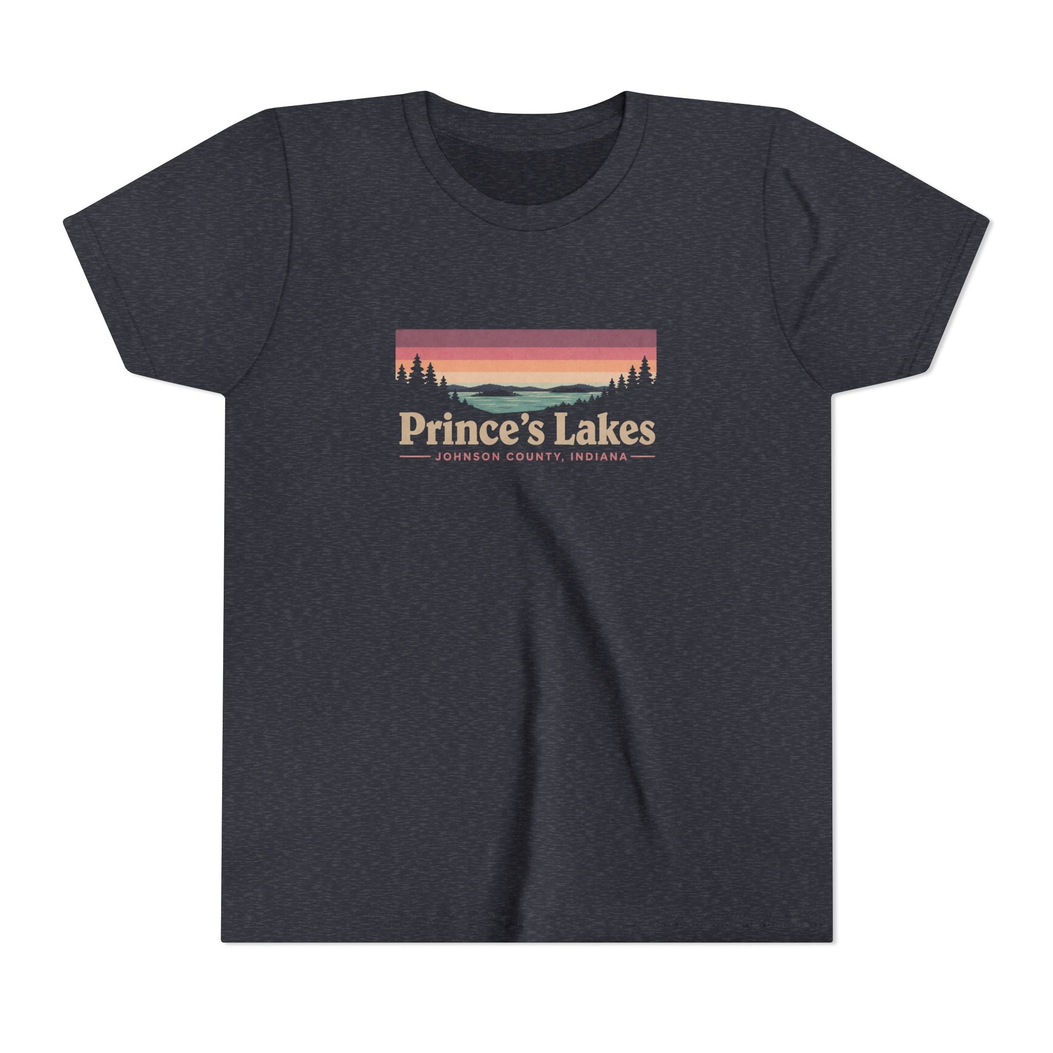 Youth Tee — Prince's Lakes Retro Sunset Graphic