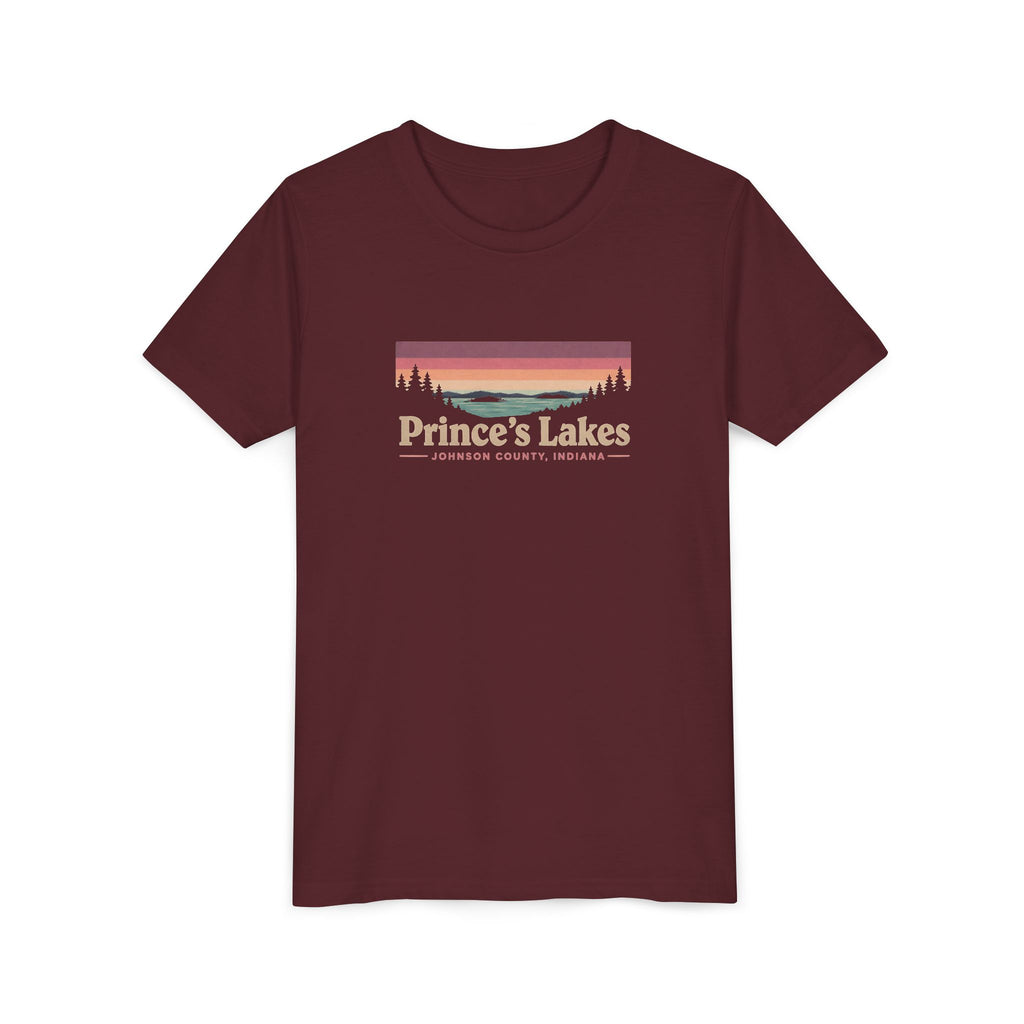 Youth Tee — Prince's Lakes Retro Sunset Graphic