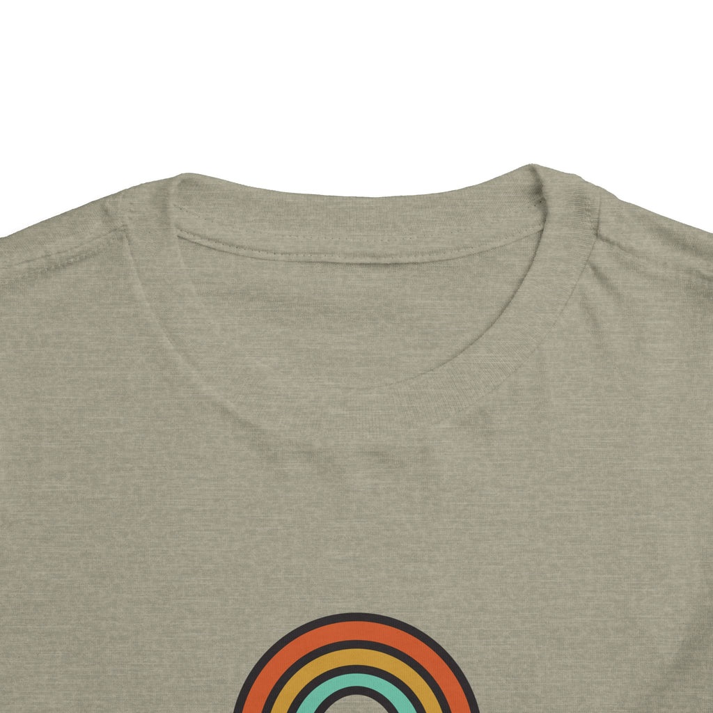 Retro Rainbow Toddler Tee — "Lamb Lake" Graphic Short Sleeve
