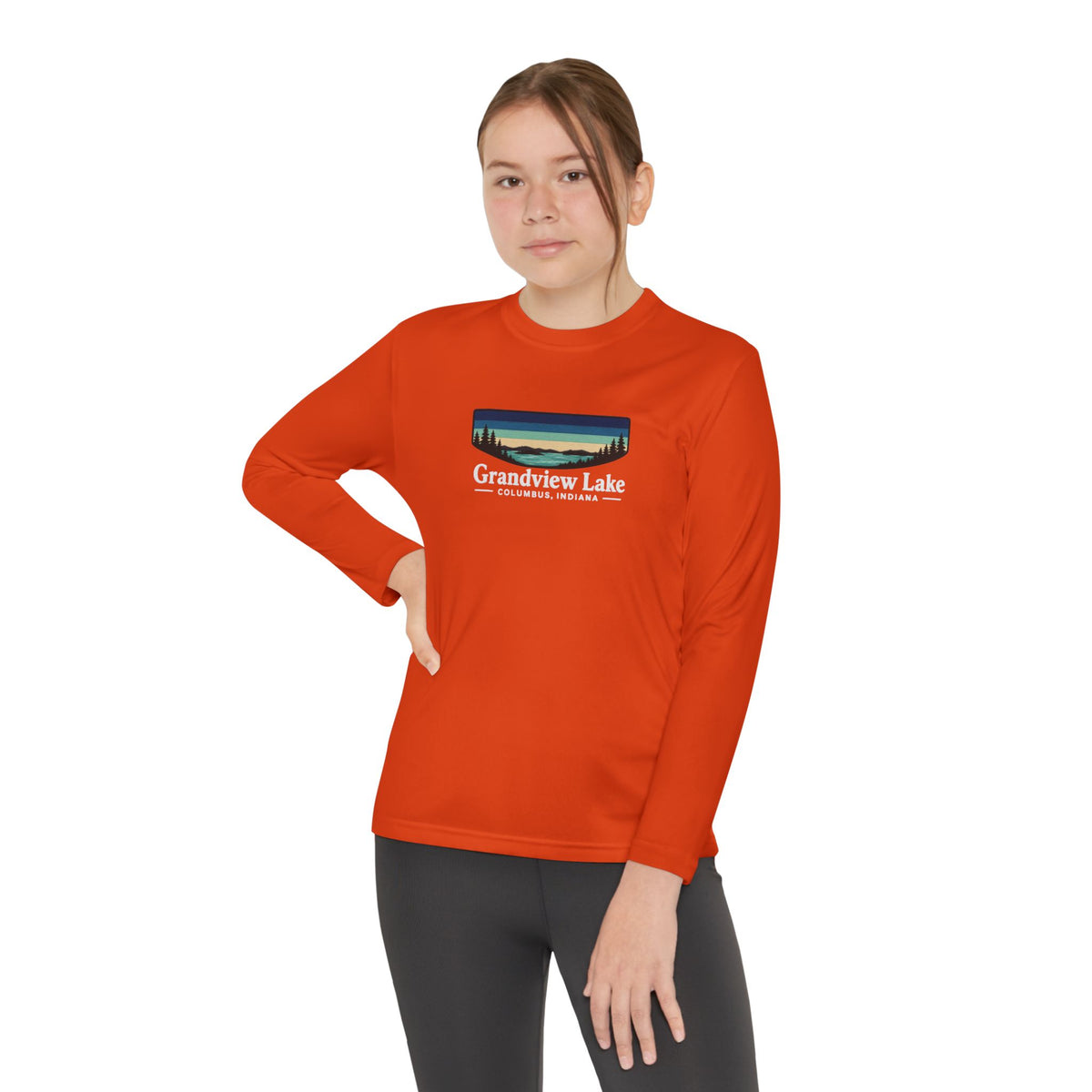 Youth Long Sleeve Tee — Grandview Lake Retro Lakeside Nature Design