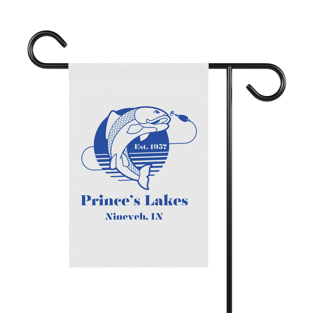Prince's Lakes Fishing Garden Flag — Vintage Fish Logo | Nineveh, IN