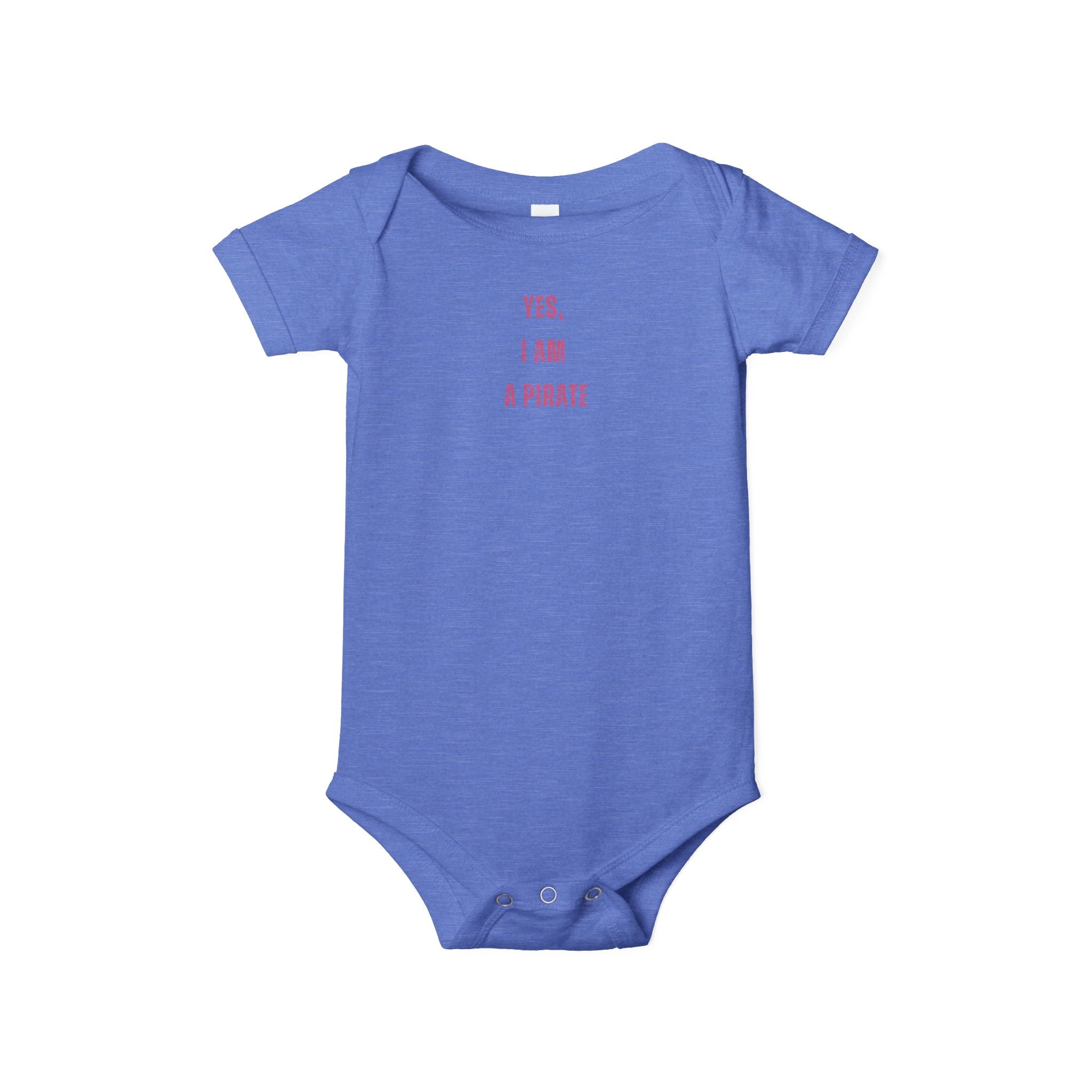 Infant One-Piece Bodysuit — "Yes, I Am a Pirate" Minimal Pink Text Baby Onesie