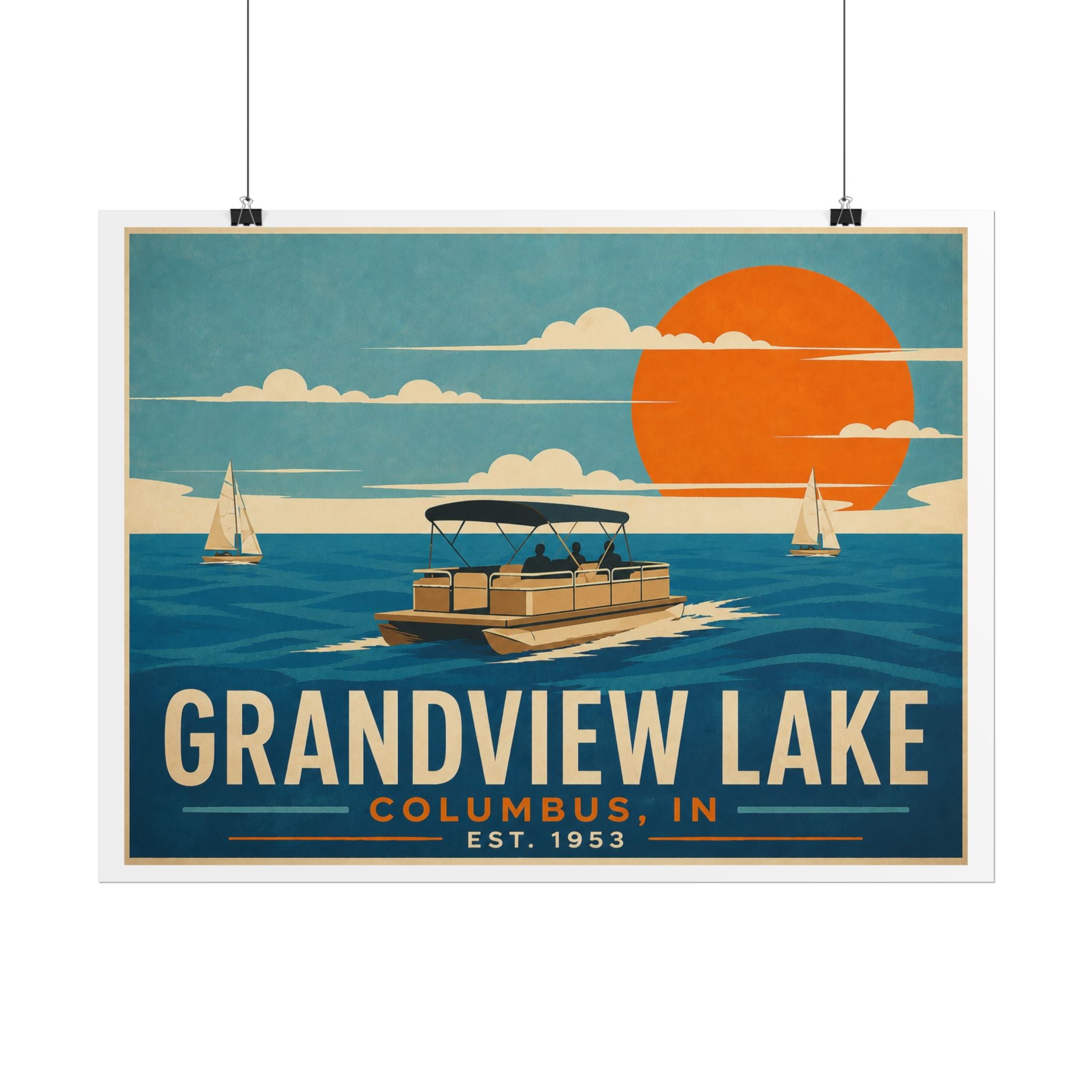 Grandview Lake Poster — Vintage Lake Travel Print (Rolled Poster)