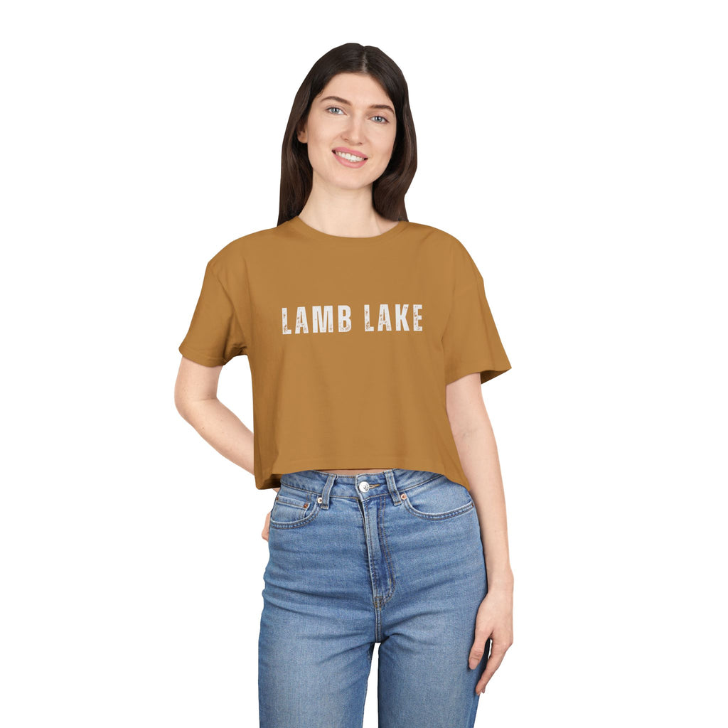 Lamb Lake Crop Tee — Women's Casual Lakeside Graphic Top