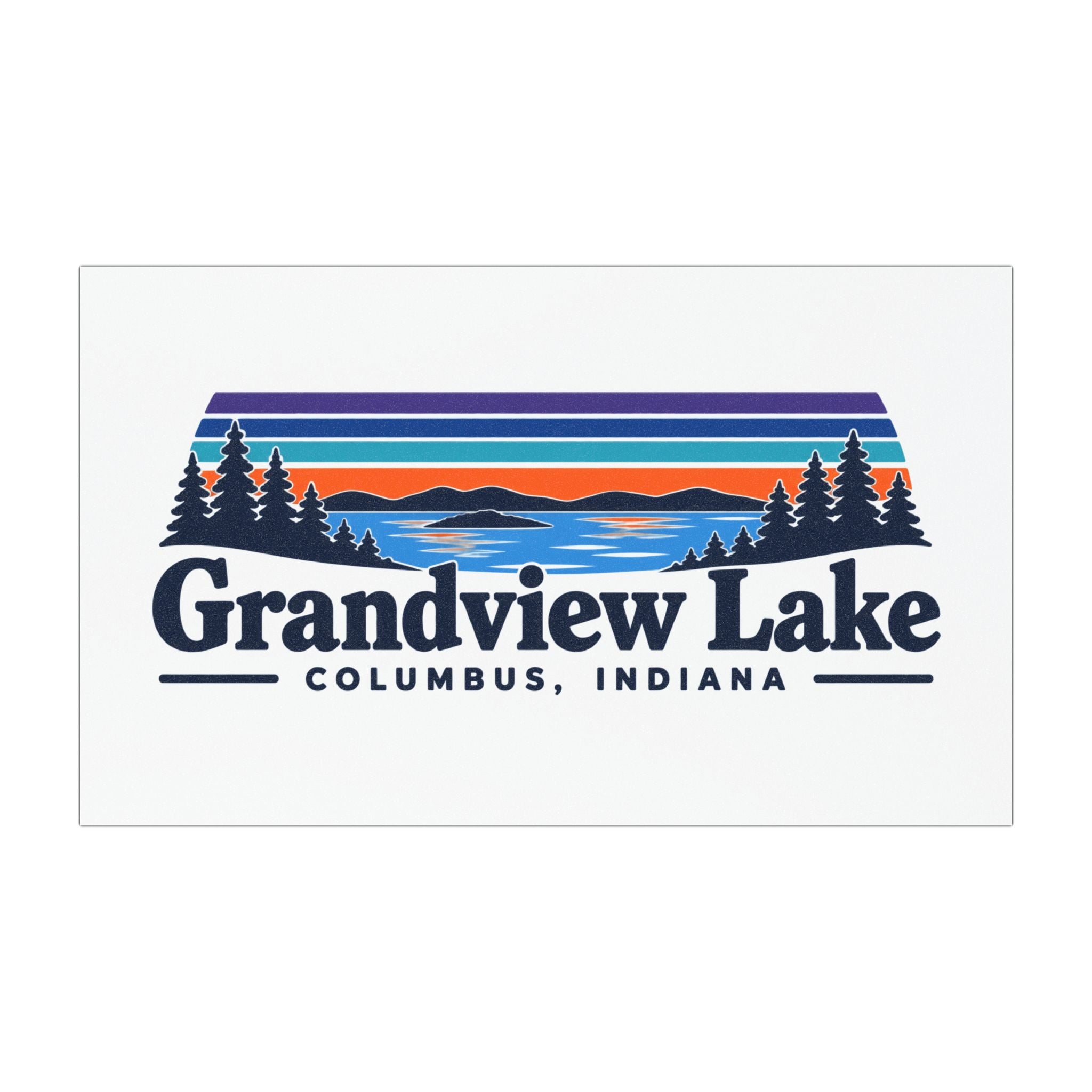 Grandview Lake Car Magnet — Columbus, Indiana Retro Lake Design