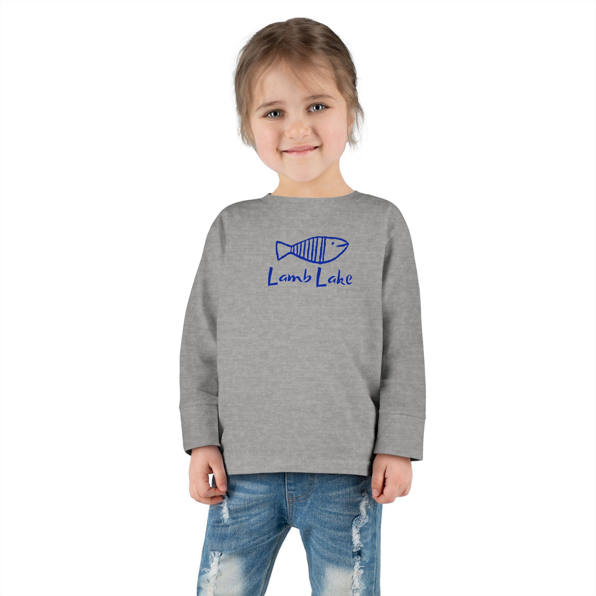 Toddler Long Sleeve Tee — "Lamb Lake" Hand-Drawn Fish Graphic