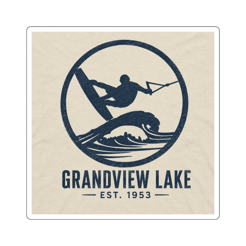 Grandview Lake Wakeboard/Wakesurf Sticker — Square Vintage Watersports Decal