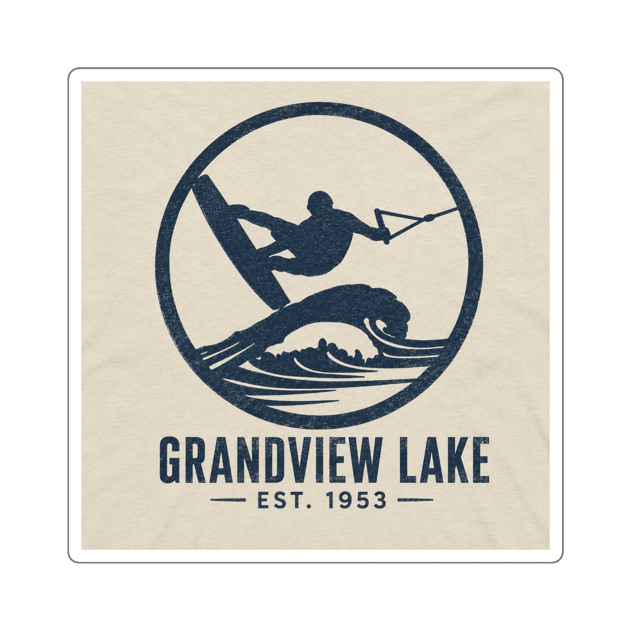 Grandview Lake Wakeboard/Wakesurf Sticker — Square Vintage Watersports Decal