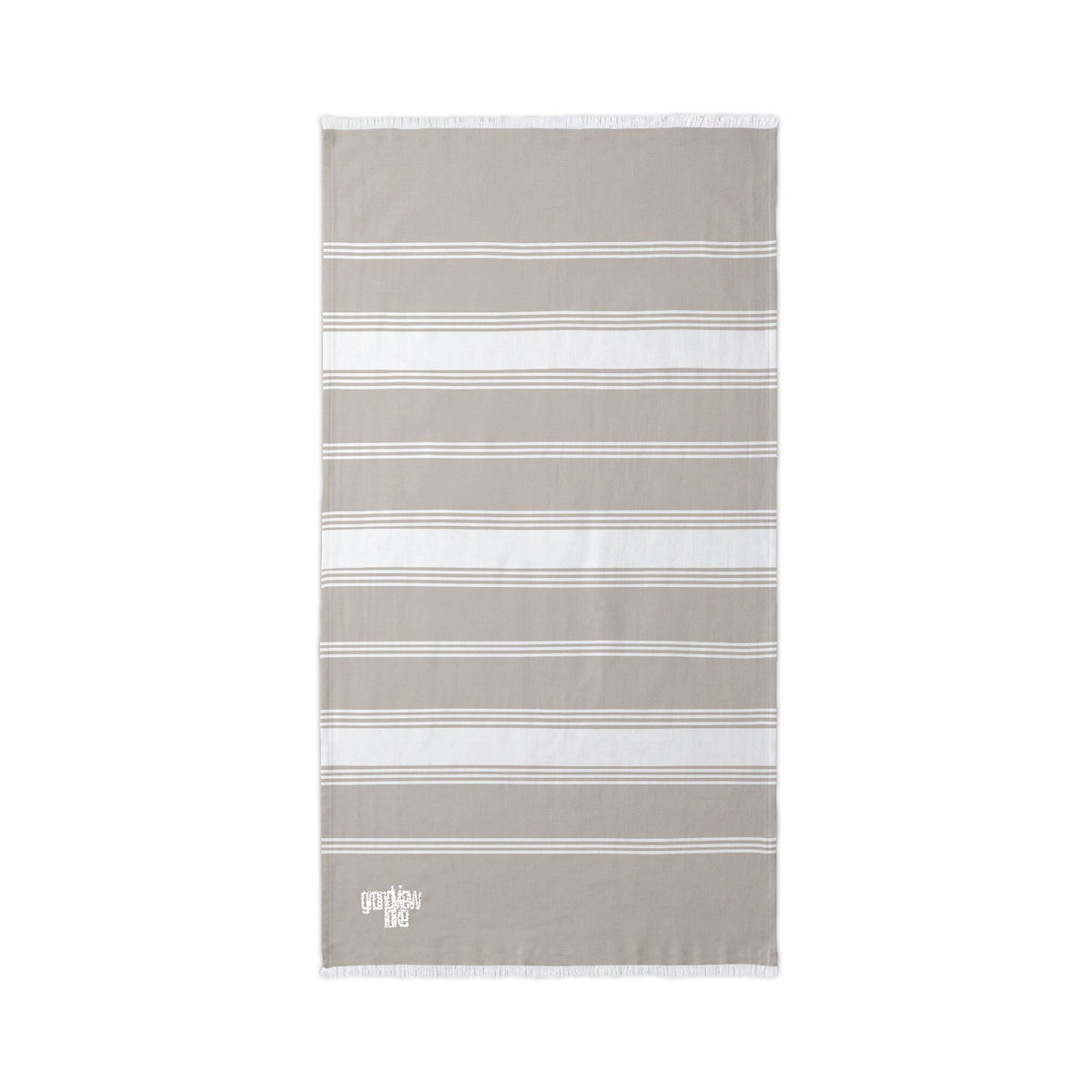 Striped Embroidered Beach Throw — Lightweight Turkish Towel for Lake, Travel & Summer