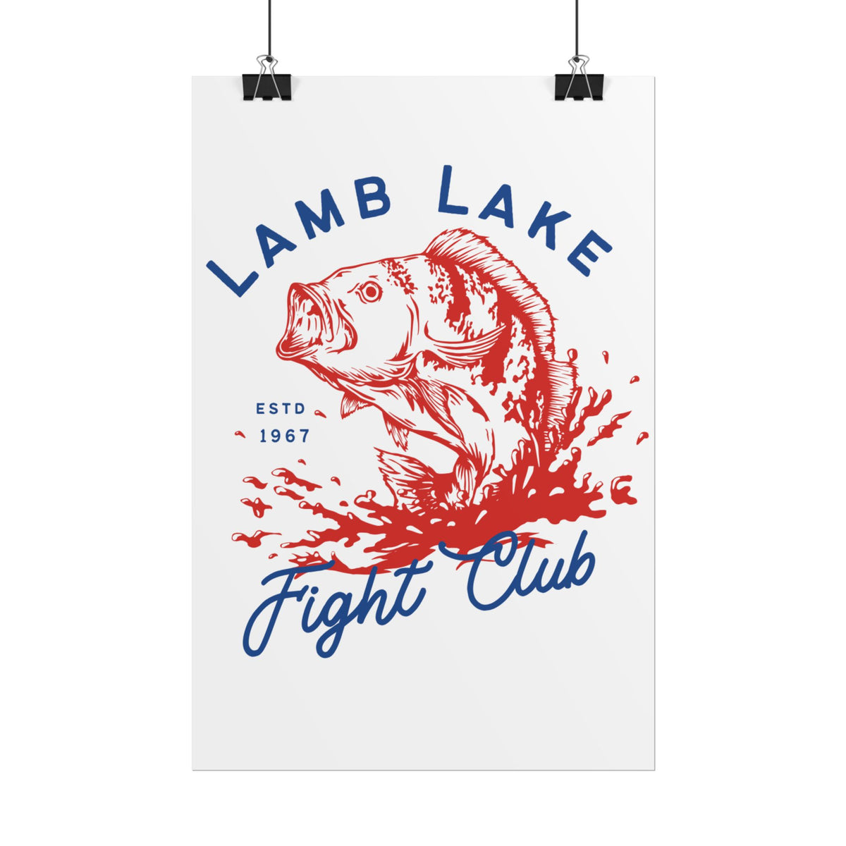 Rolled Poster — Lamb Lake Fight Club Vintage Bass Fishing Art Print