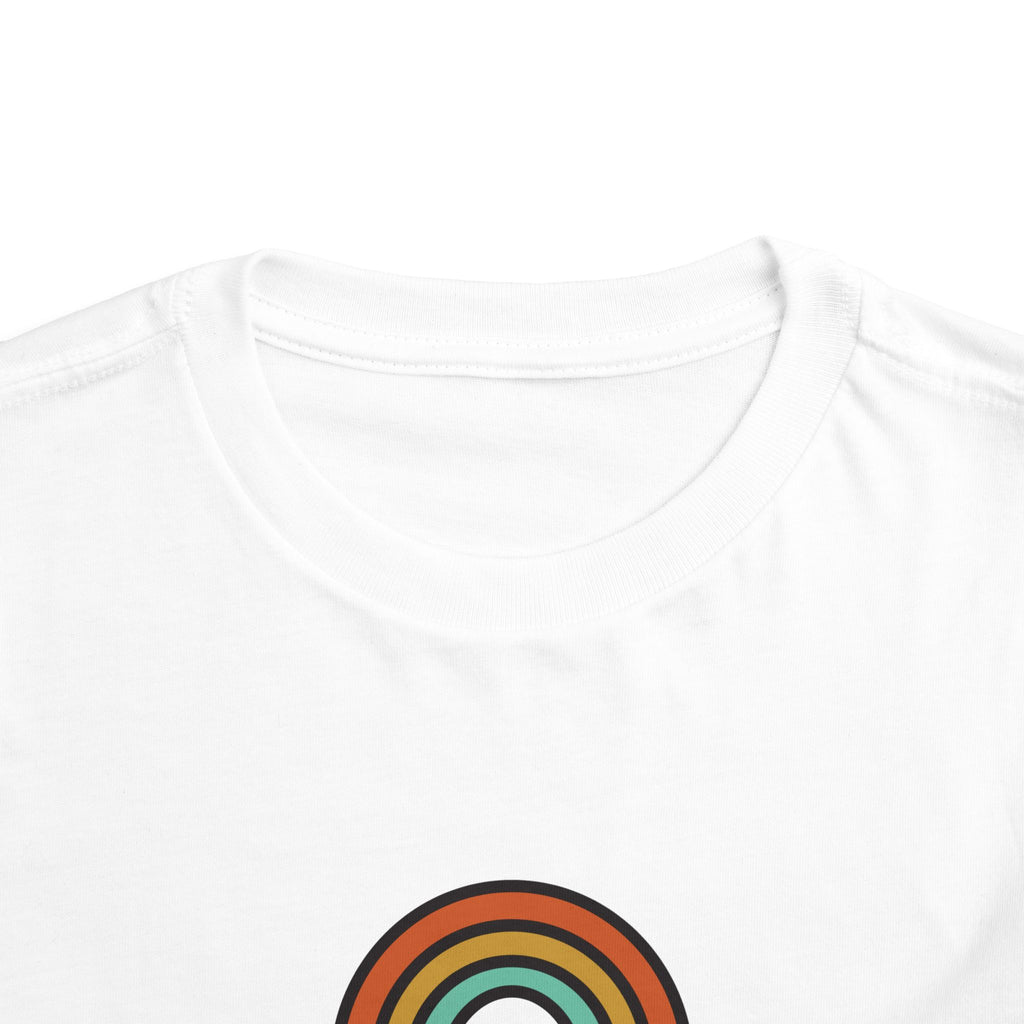 Retro Rainbow Toddler Tee — "Lamb Lake" Graphic Short Sleeve