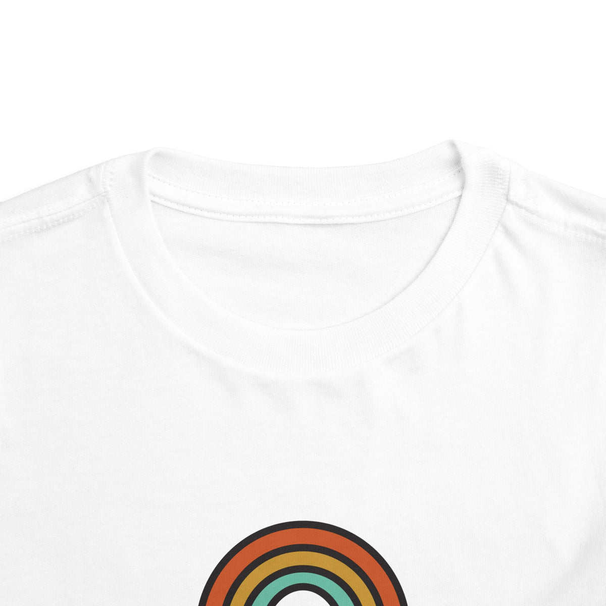 Retro Rainbow Toddler Tee — "Lamb Lake" Graphic Short Sleeve