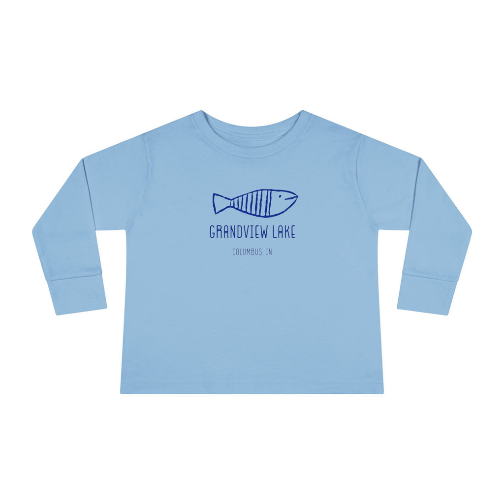 Toddler Long Sleeve Tee — "Grandview Lake" Hand-Drawn Fish Graphic