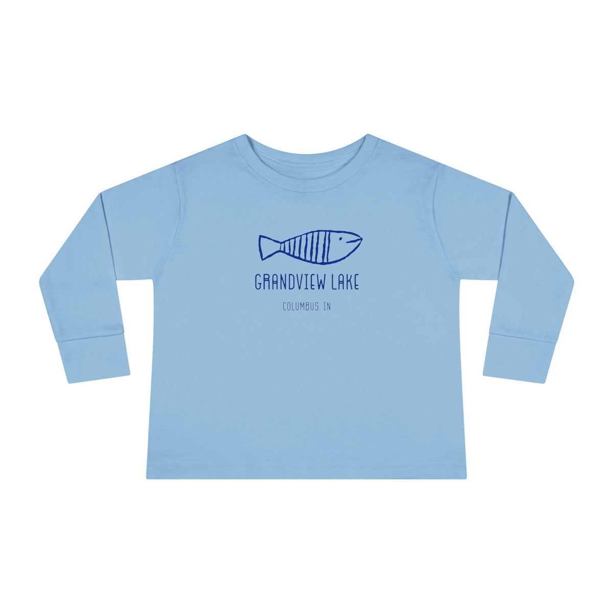 Toddler Long Sleeve Tee — "Grandview Lake" Hand-Drawn Fish Graphic