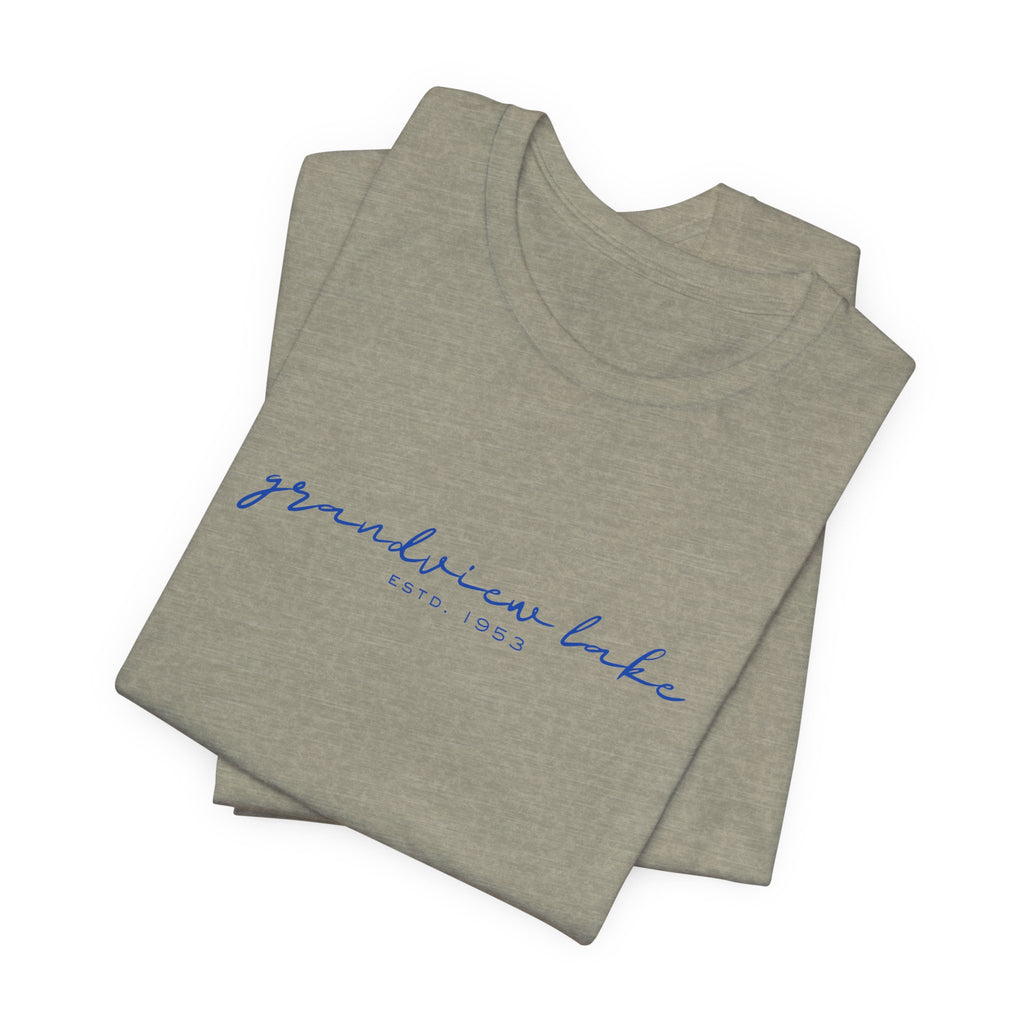 Script "grandview lake" Unisex Jersey Short Sleeve Tee