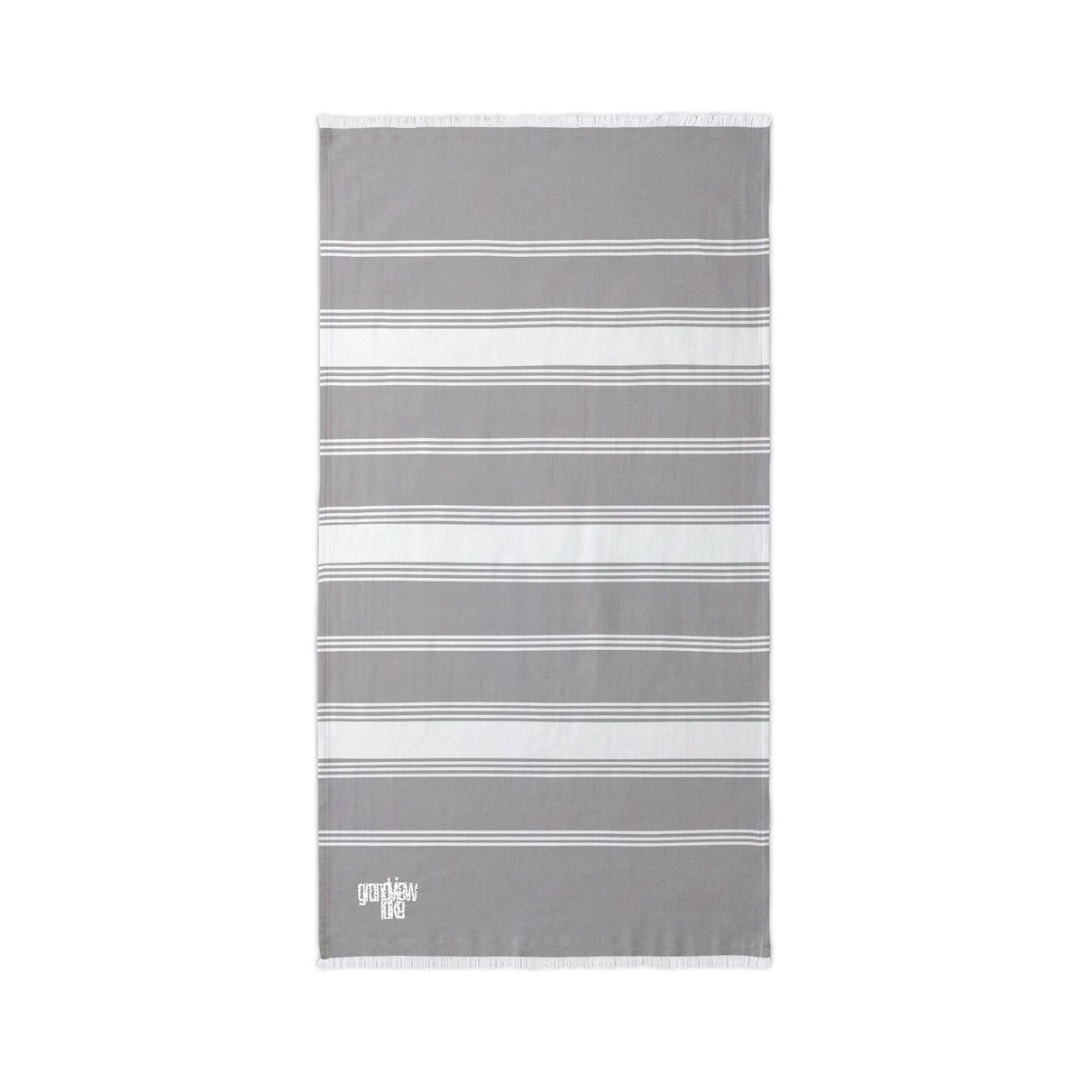 Striped Embroidered Beach Throw — Lightweight Turkish Towel for Lake, Travel & Summer