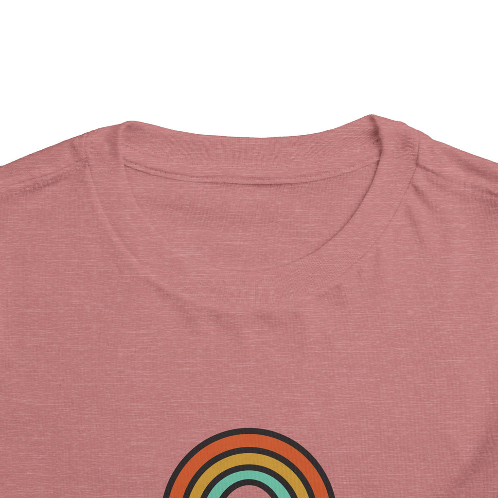 Retro Rainbow Toddler Tee — "Lamb Lake" Graphic Short Sleeve