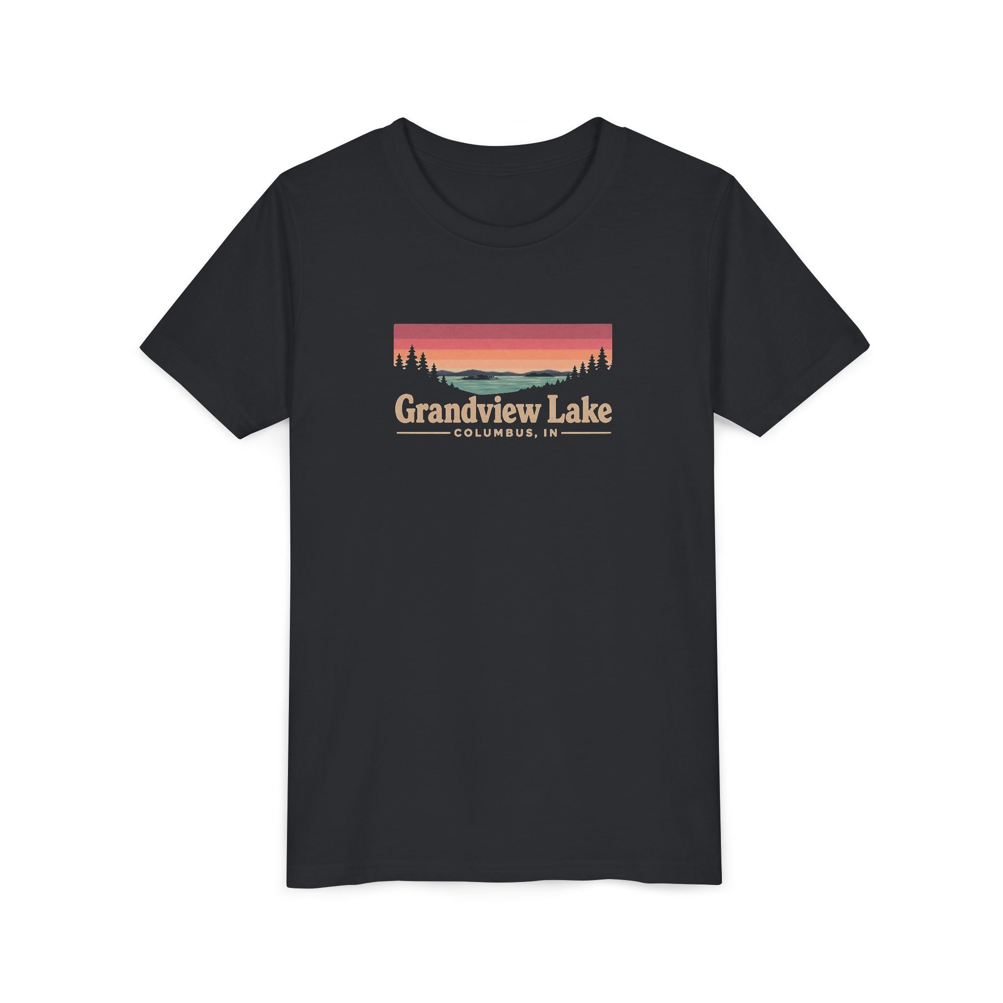 Youth Tee — Grandview Lake Retro Sunset Graphic