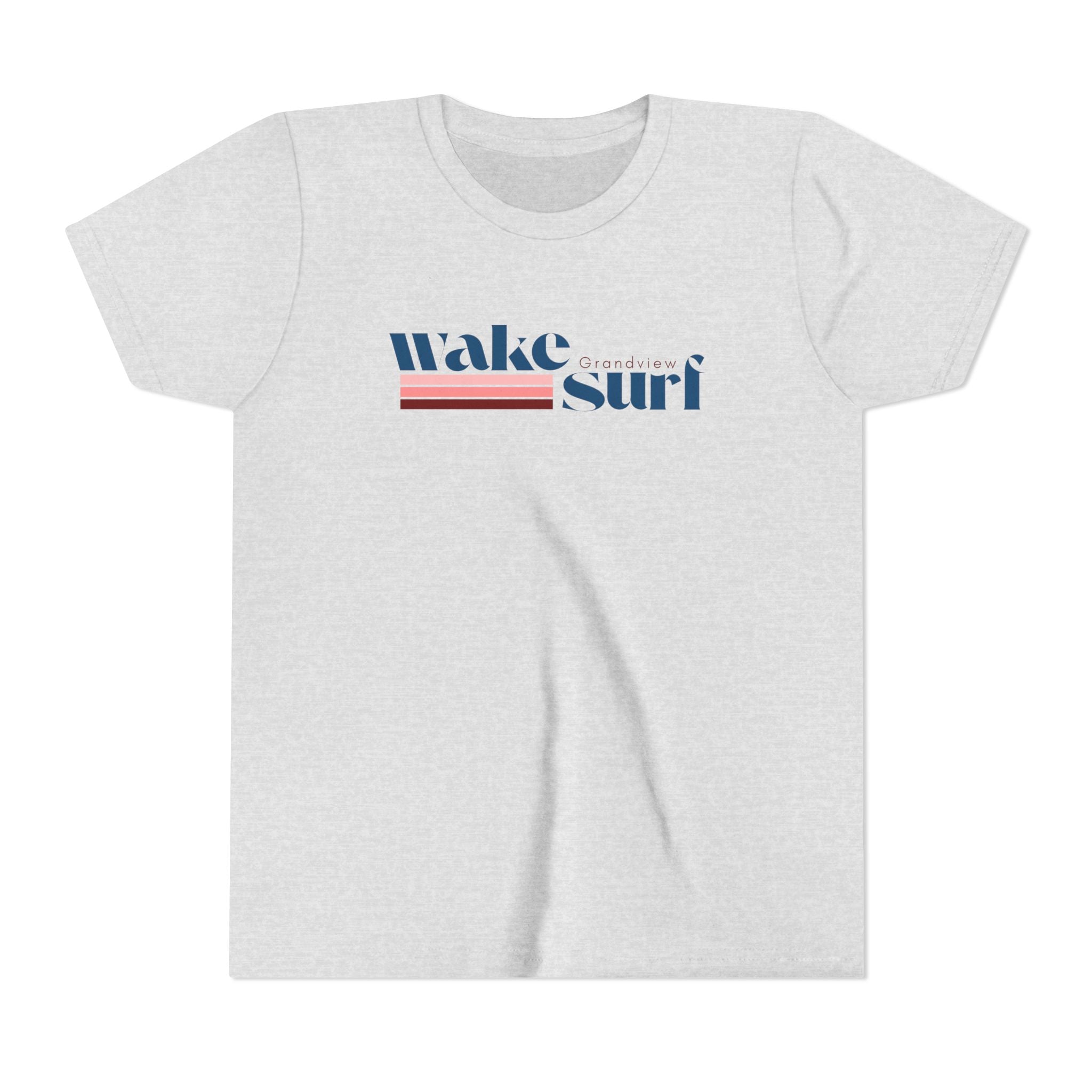 Youth Tee - "Wake Surf Grandview" Retro Striped Kids Surf T‑Shirt