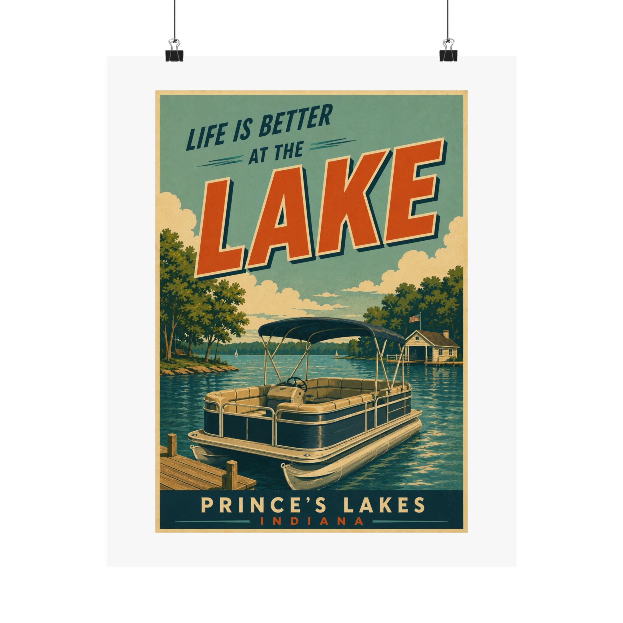 Lake Life Vintage Travel Poster Matte Print