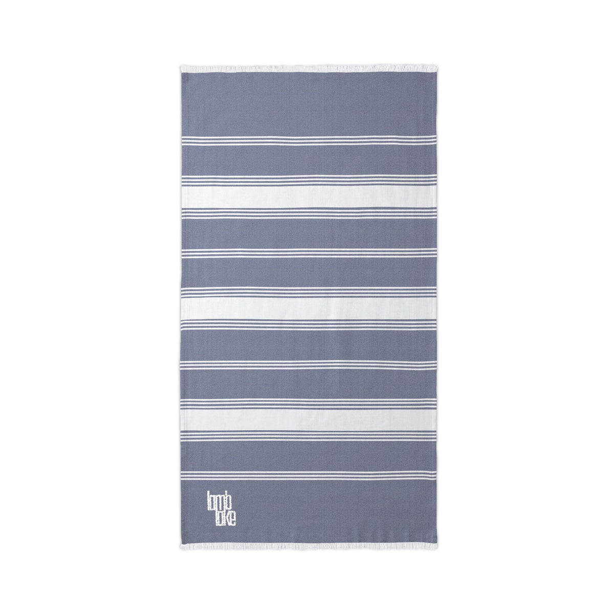 Lamb Lake Striped Embroidered Beach Throw Towel — Lightweight Turkish Fringe Beach Towel